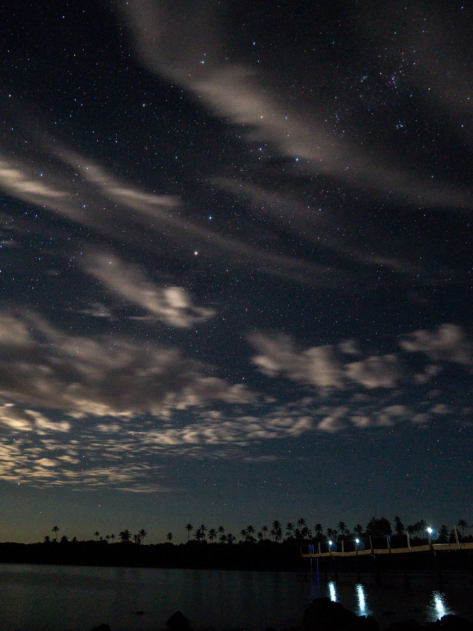 Panasonic Lumix DMC-GX7 sample photo. Stars and clouds above rarotonga's muri lagoon photography