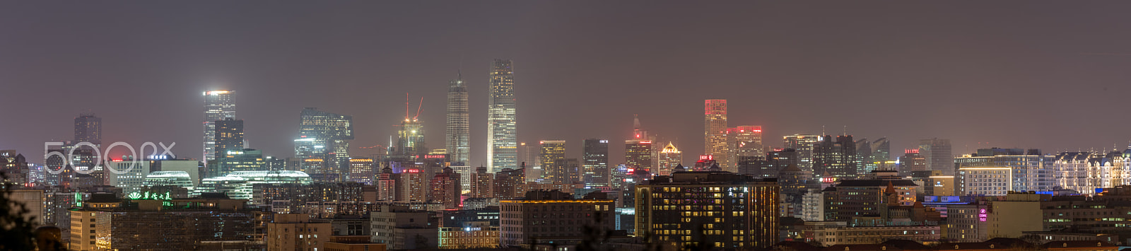 Pentax 645Z + smc PENTAX-FA* 645 300mm F4 ED [IF] sample photo. Pano of the beijing cbd in the night photography