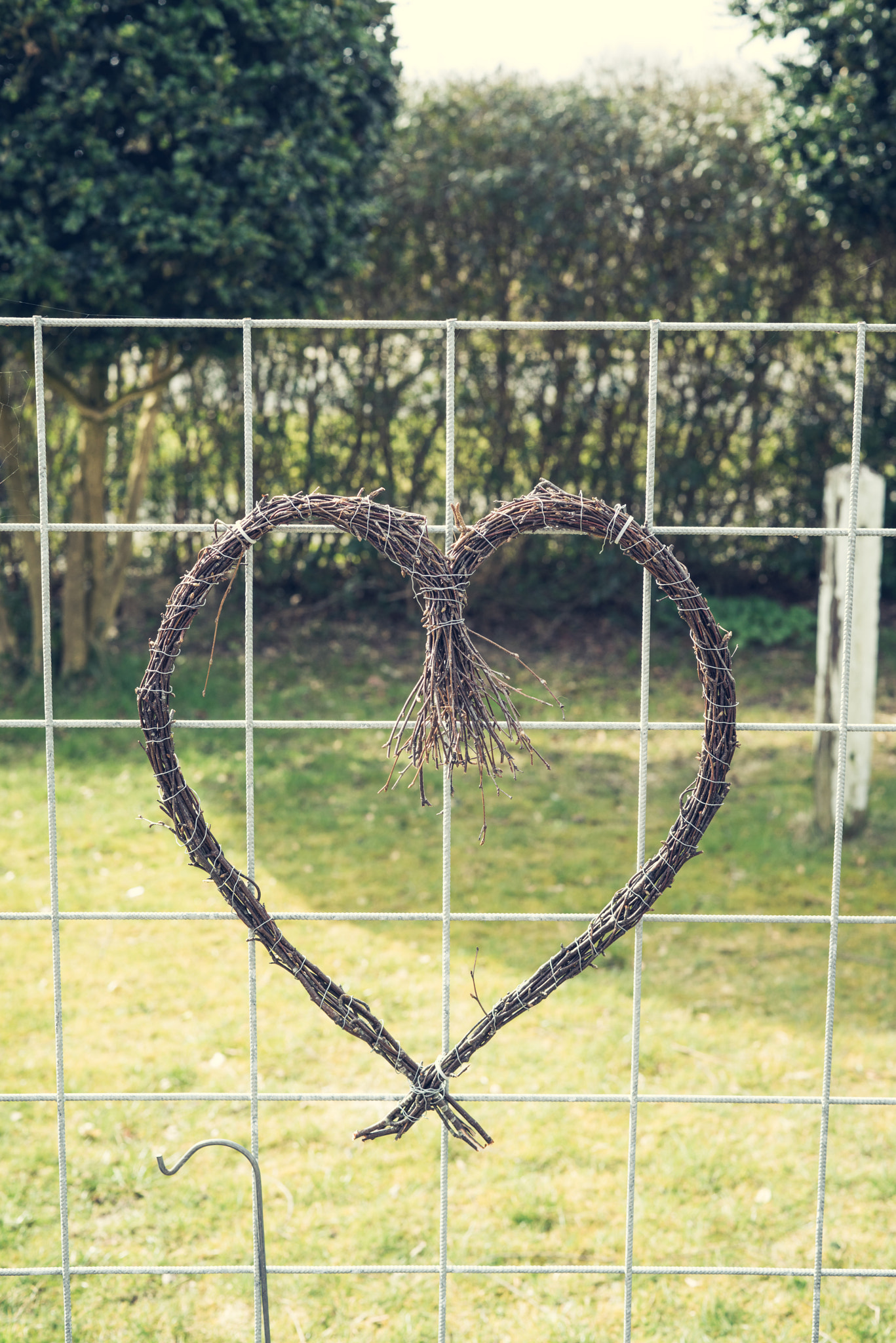 Sony a7R + Sony 50mm F1.4 sample photo. Heart made of willow twigs photography