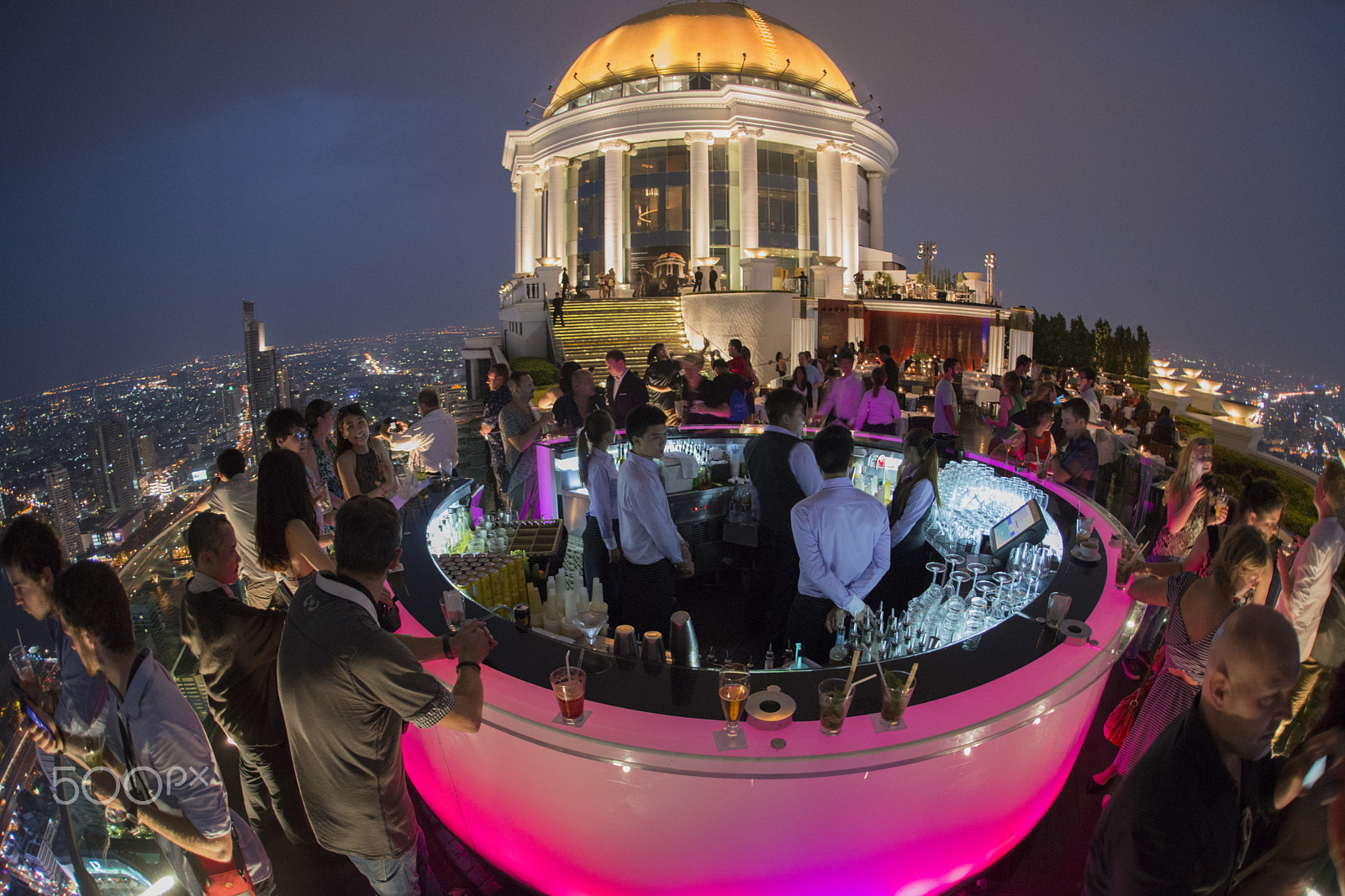 Nikon D800 + Sigma 15mm F2.8 EX DG Diagonal Fisheye sample photo. Asia thailand bangkok riverside sky bar photography