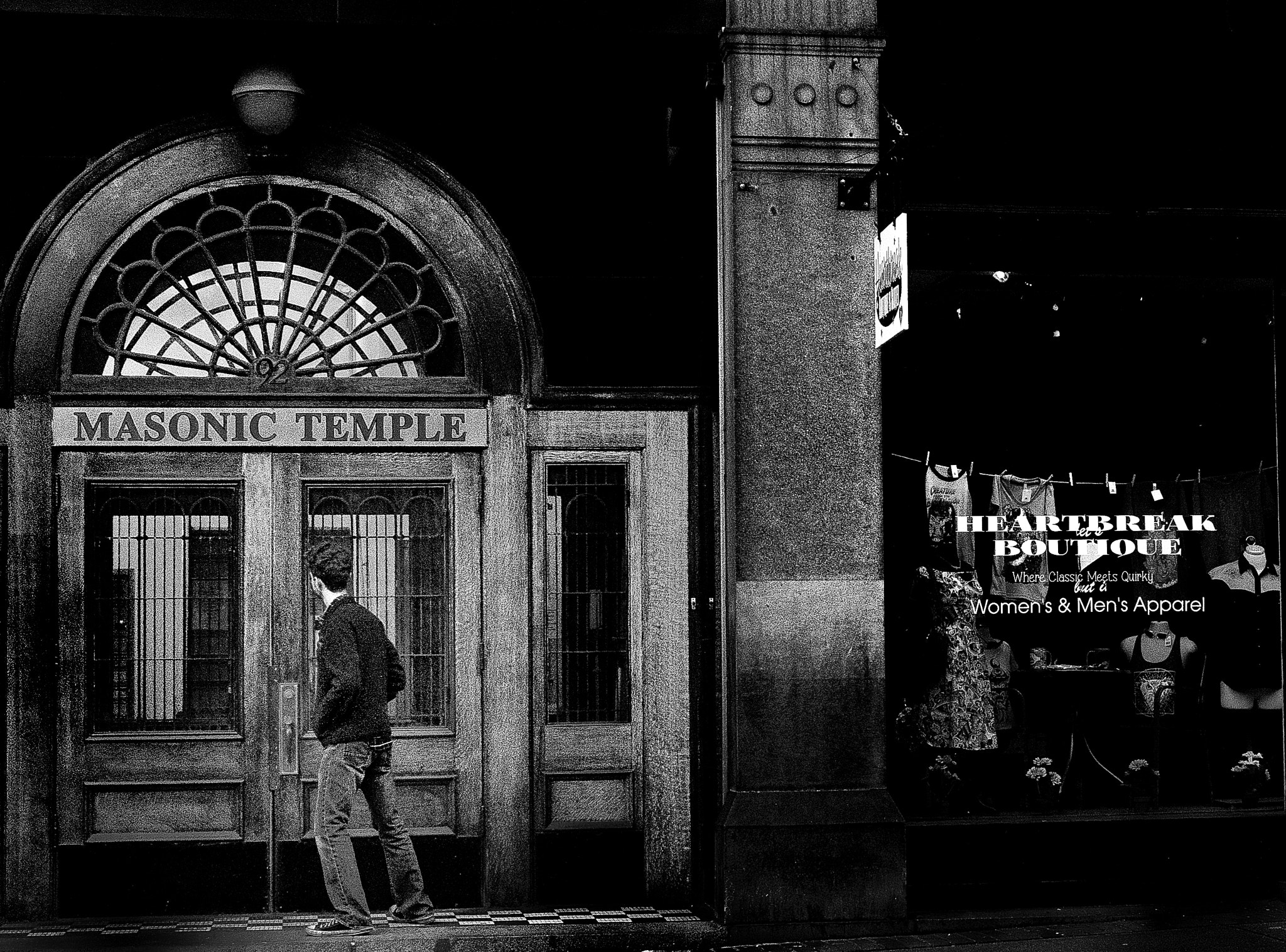 Pentax smc DA 35mm F2.8 Macro Limited sample photo. Masonic temple and a pedestrian photography
