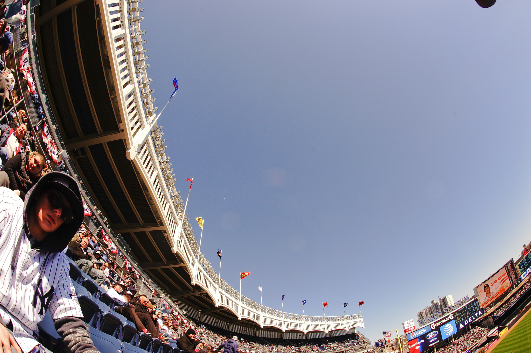 Sony a99 II + Sony 16mm F2.8 Fisheye sample photo. Yankee stadium curved photography