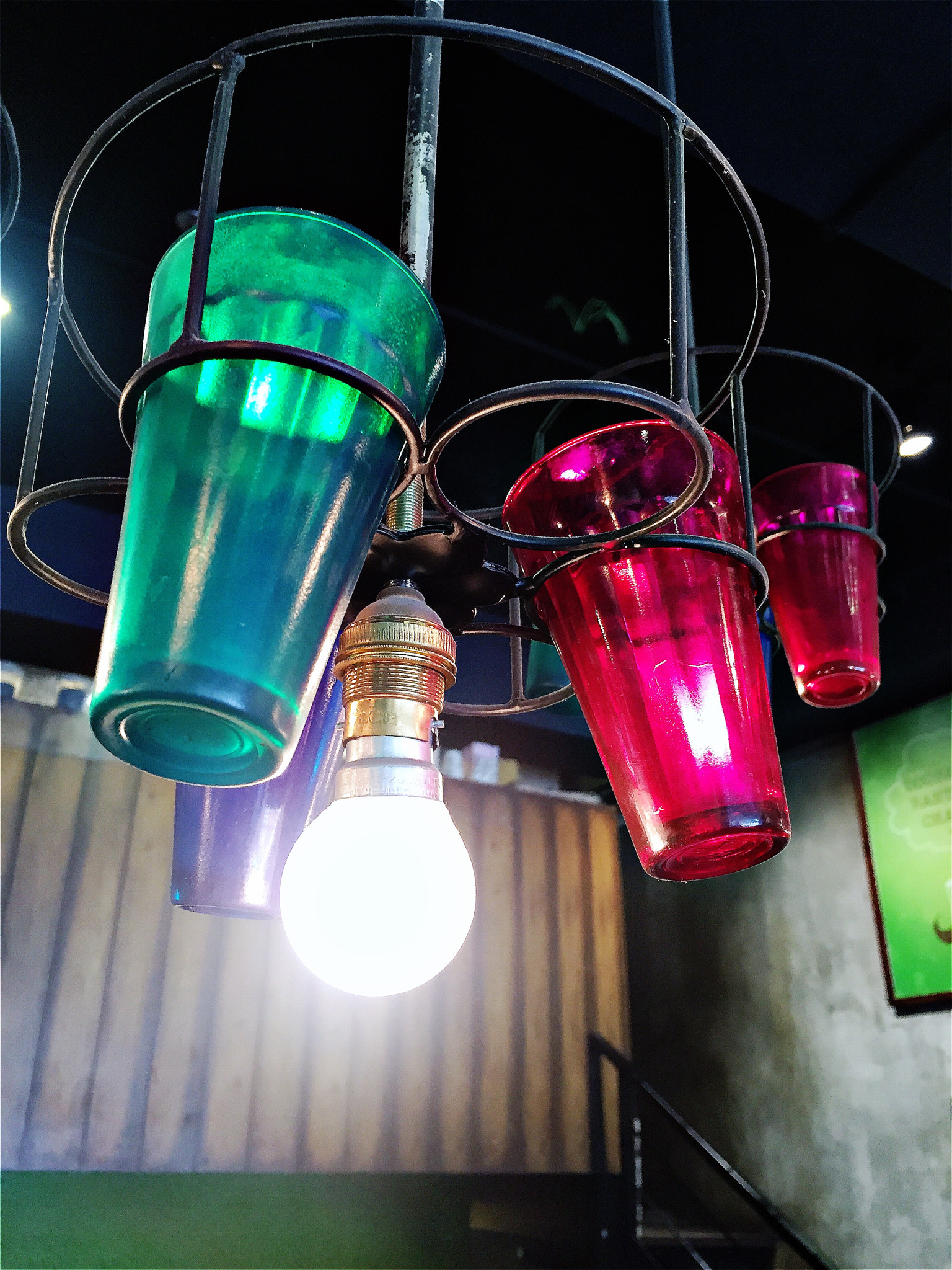Hipstamatic 311 sample photo. Intresting lamp made from chai glasses photography