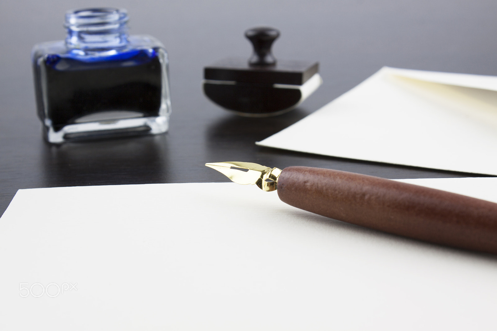 Canon EF-S 18-55mm F3.5-5.6 III sample photo. Pens, ink pot, papyrus and blotting paper on a bro photography
