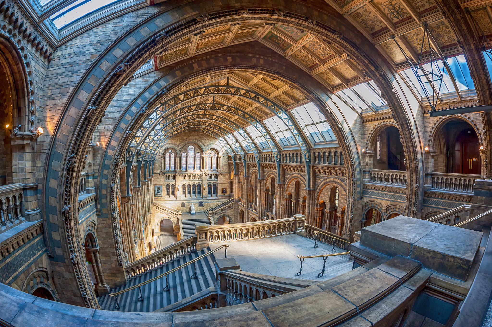 Nikon D700 + Sigma 15mm F2.8 EX DG Diagonal Fisheye sample photo. Hintze hall of natural history museum, london photography