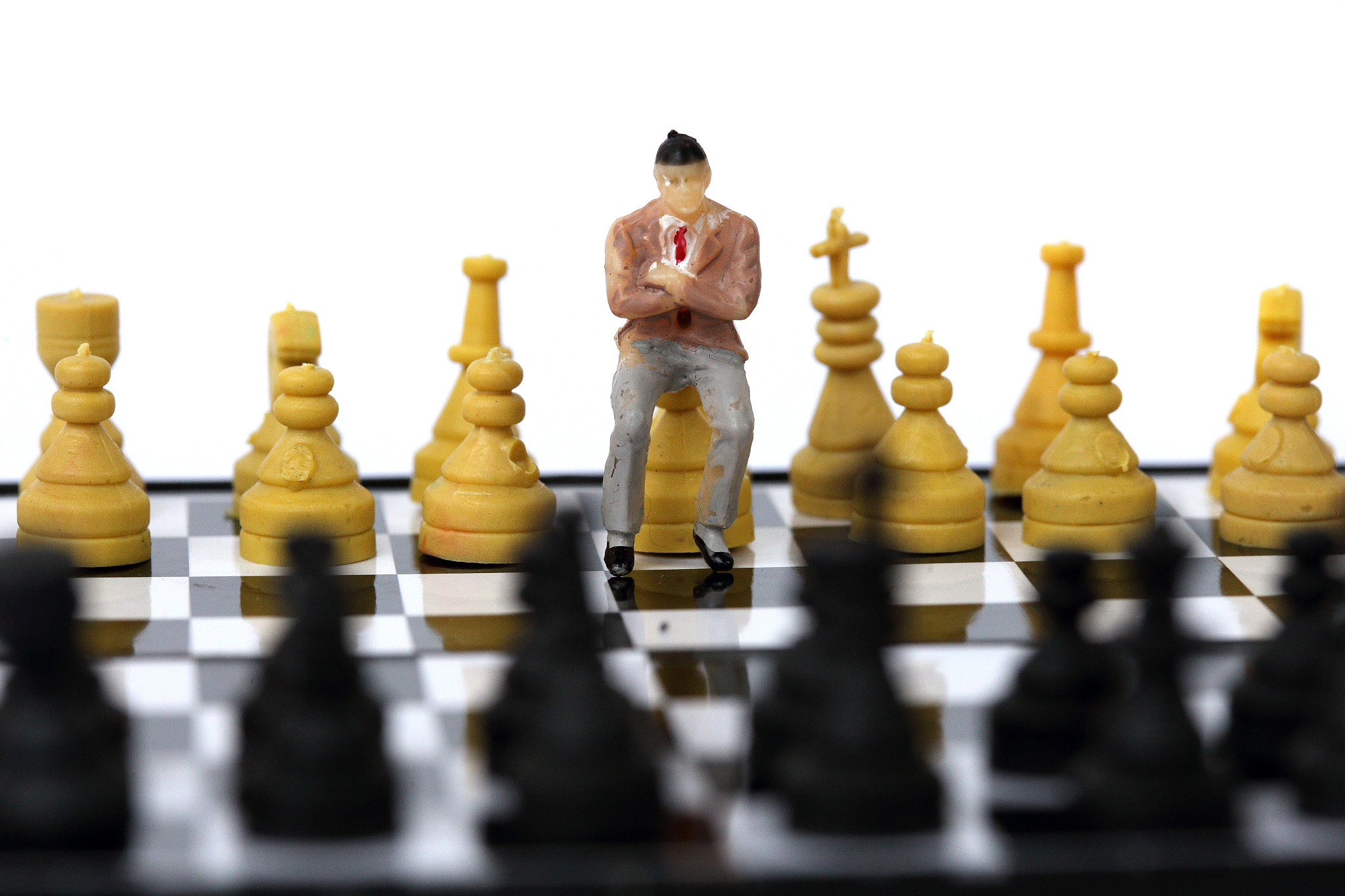 Canon EOS 6D + Canon EF 100mm F2.8 Macro USM sample photo. Businessman model on chess board. photography