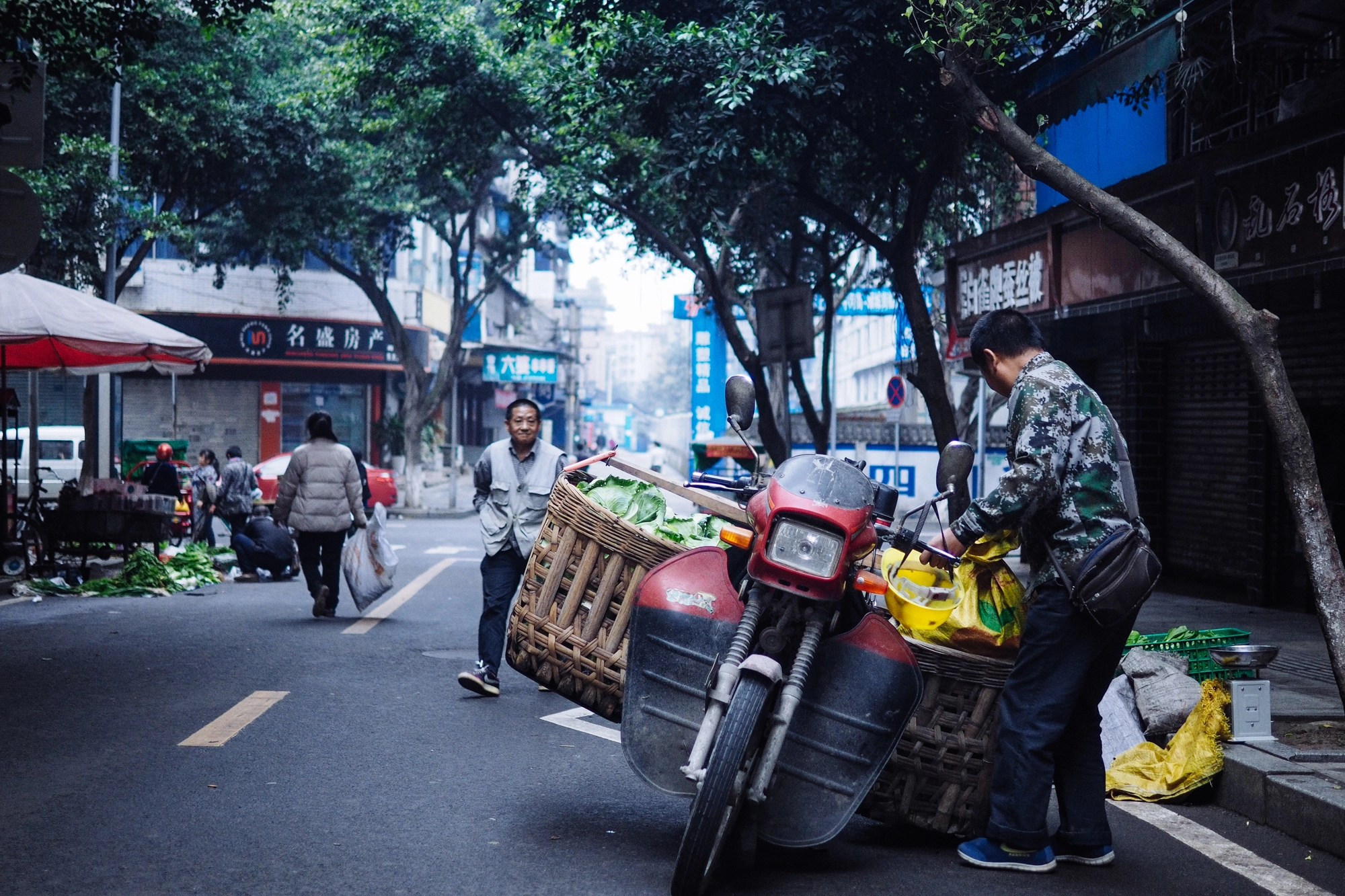 Olympus OM-D E-M10 + Panasonic Leica DG Summilux 25mm F1.4 II ASPH sample photo. Markets in leshan photography