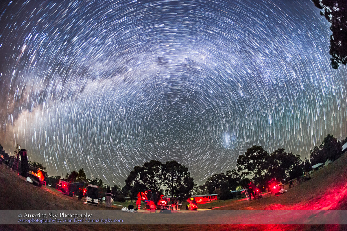 Canon EOS 6D + Canon EF 15mm F2.8 Fisheye sample photo. Star trails over the ozsky star party photography