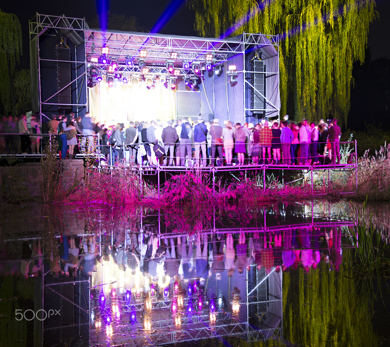 Nikon Df sample photo. Concert stage in the pond photography