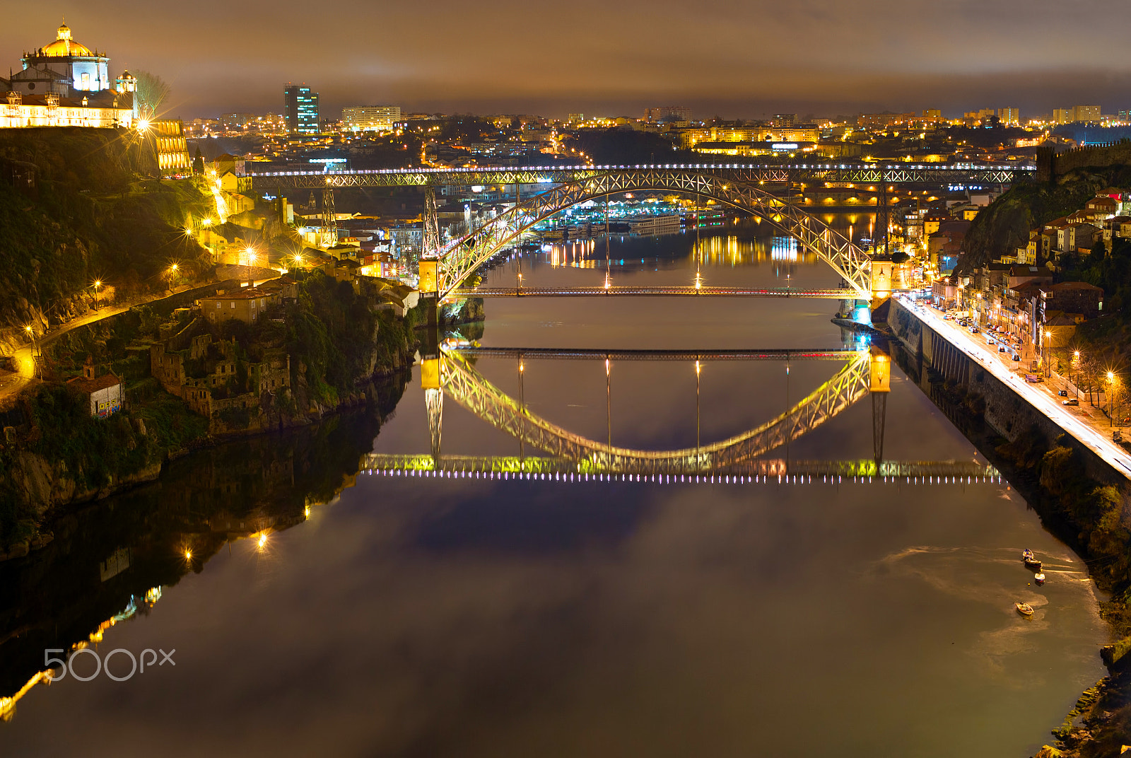 Nikon Df + Nikon AF Nikkor 50mm F1.4D sample photo. Porto skyline at night photography