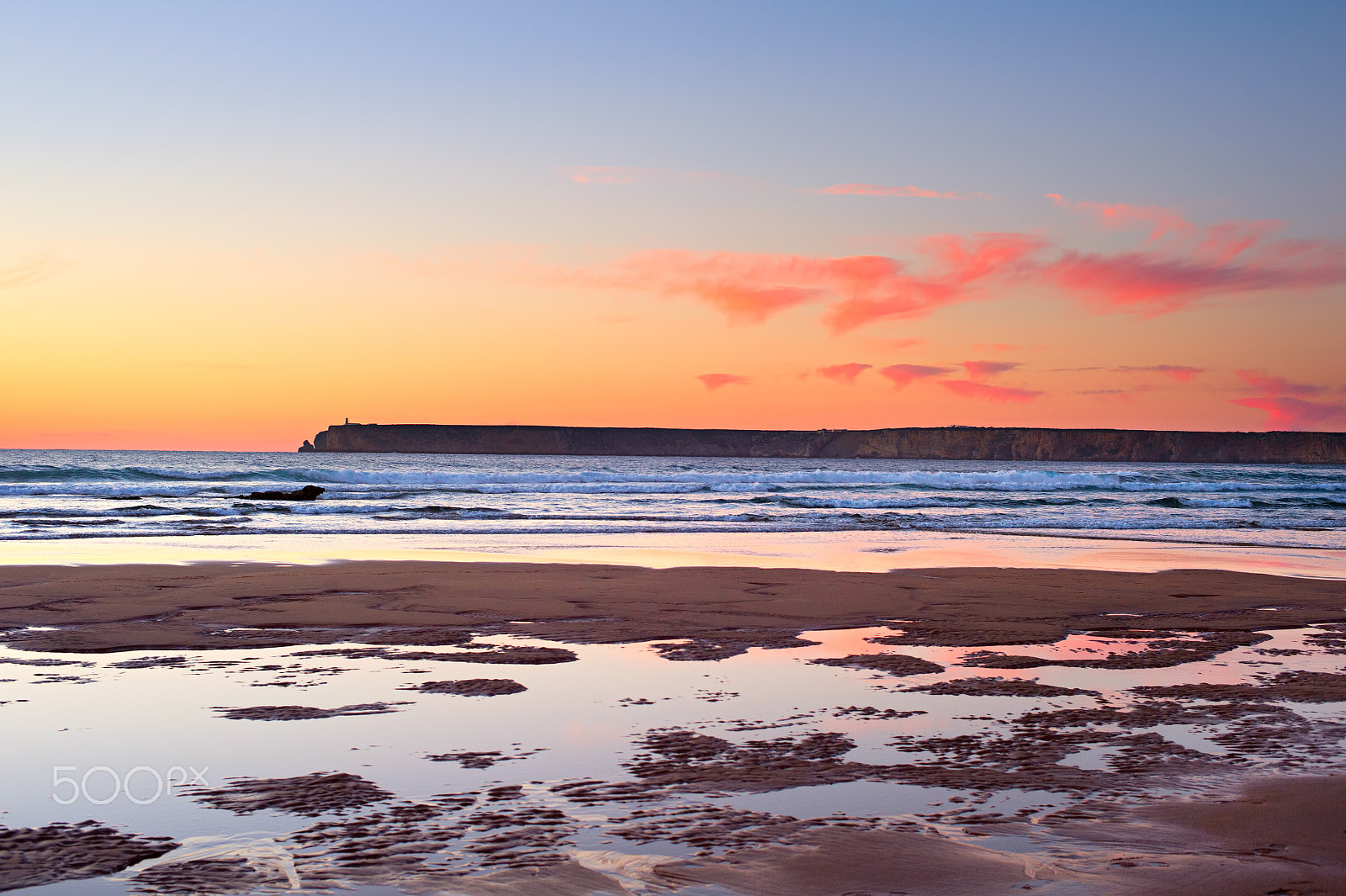 Nikon Df + Nikon AF Nikkor 50mm F1.4D sample photo. Varicolored ocean sunset, portugal photography