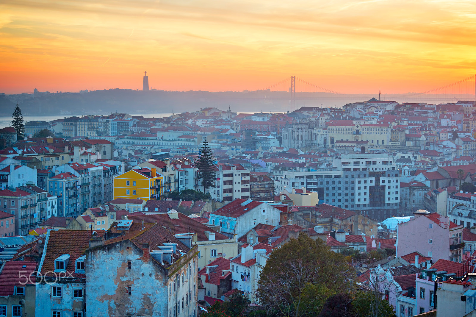 AF Zoom-Nikkor 28-80mm f/3.3-5.6G sample photo. Lisbon skyline at sunset photography