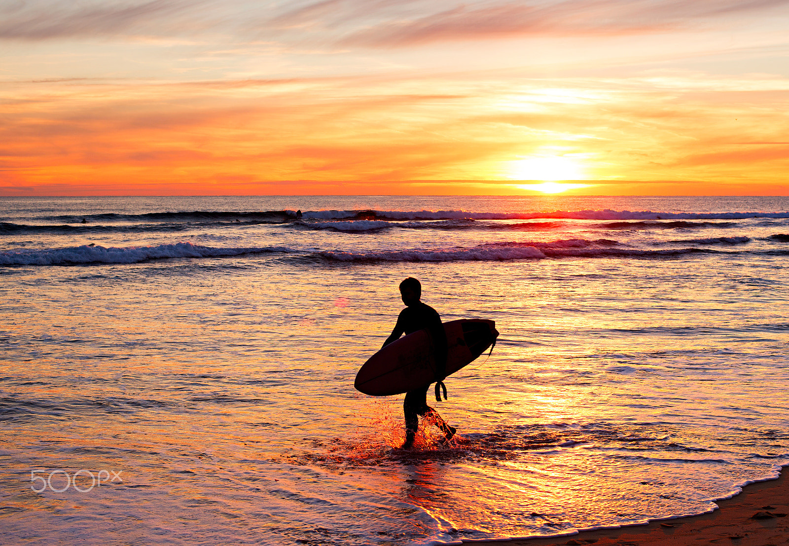 Nikon Df + Nikon AF Nikkor 50mm F1.4D sample photo. Surfing at sunset, portugal photography