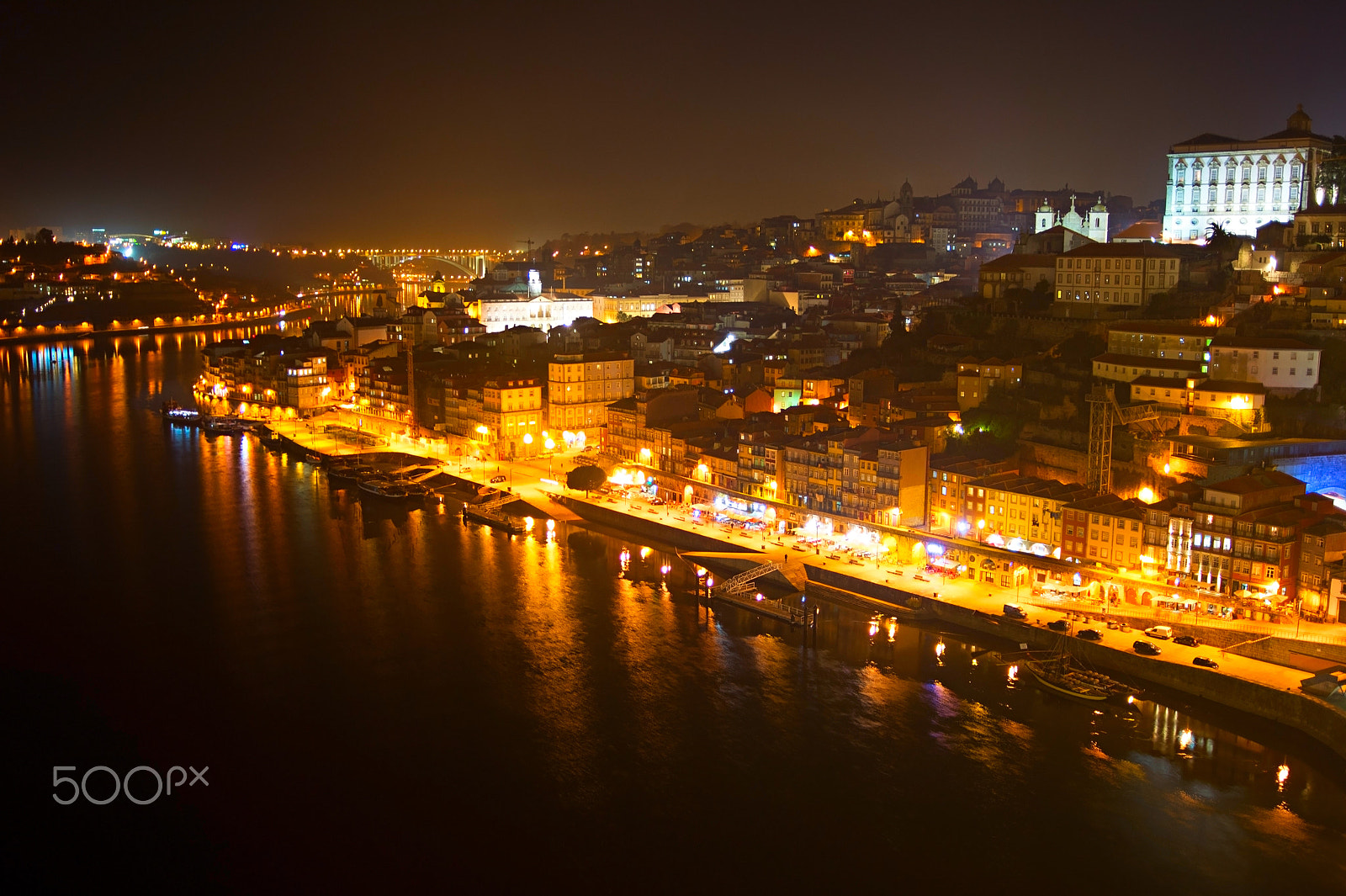 AF Zoom-Nikkor 28-80mm f/3.3-5.6G sample photo. Night view of porto, portugal photography