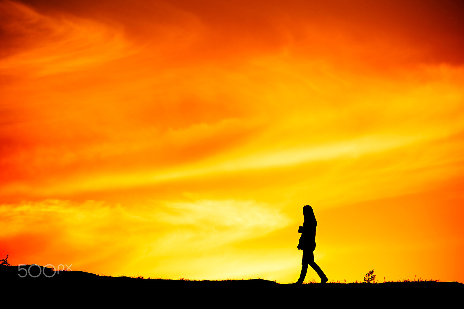 Nikon Df sample photo. Woman walking, silhouette photography