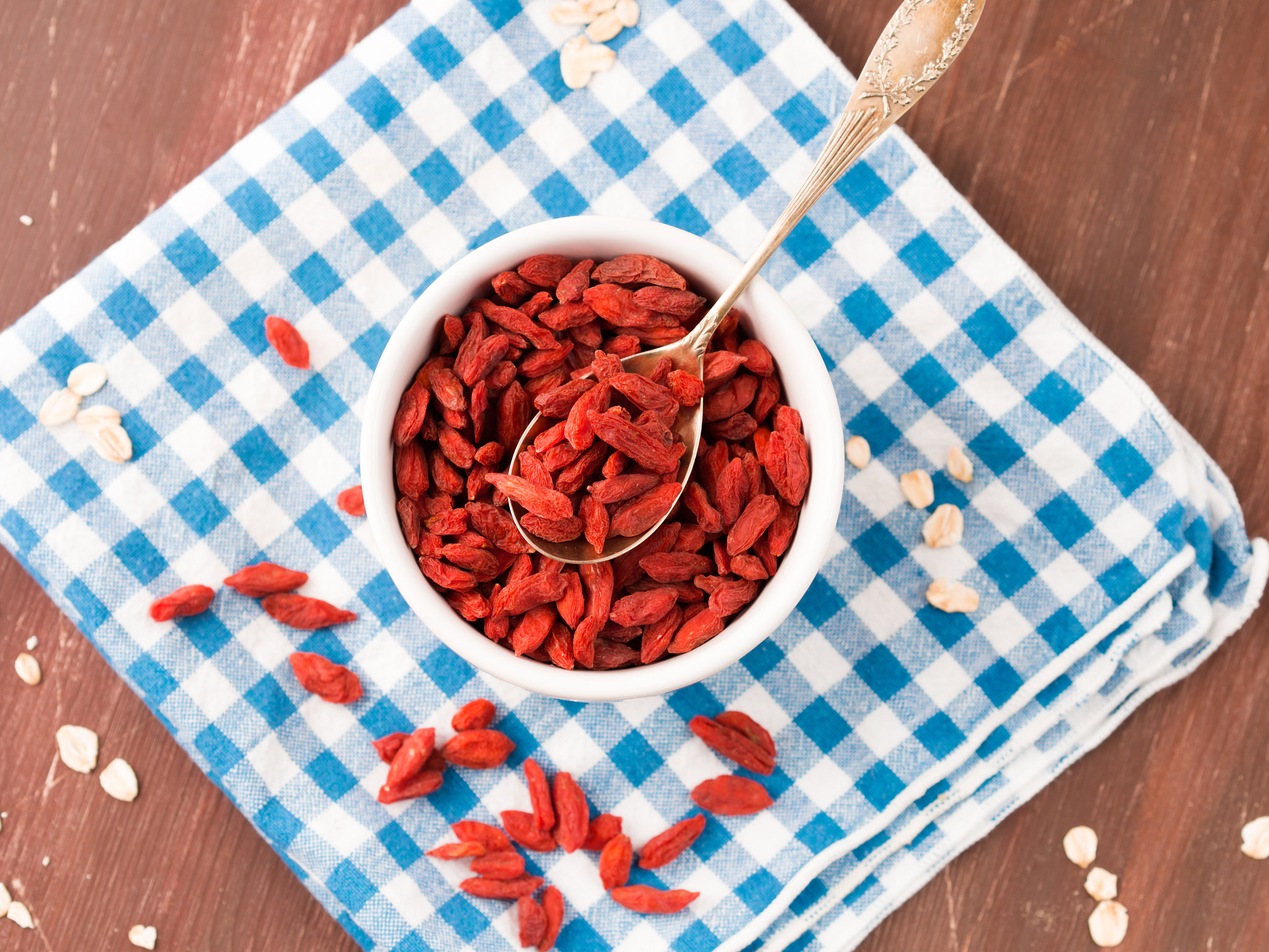 Goji berries on napkin