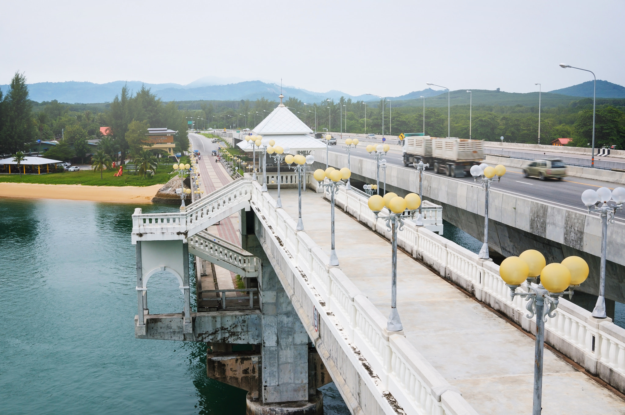 Sony Alpha NEX-5T + Sigma 30mm F2.8 EX DN sample photo. Sarasin bridge, link between main land of thailand and phuket island photography