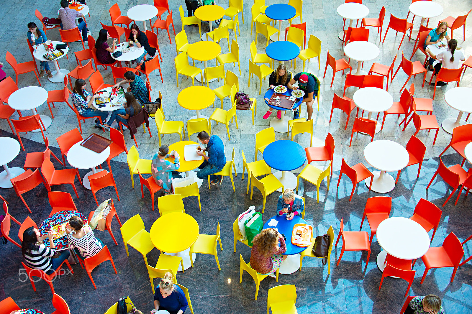 Nikon Df sample photo. Top view of a food court photography