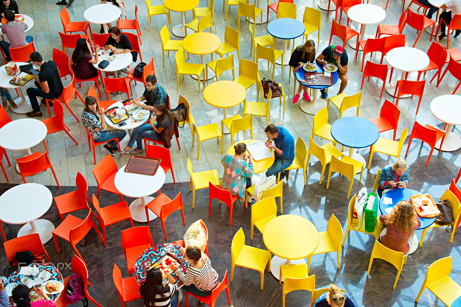 Nikon Df sample photo. Food court at shopping mall photography