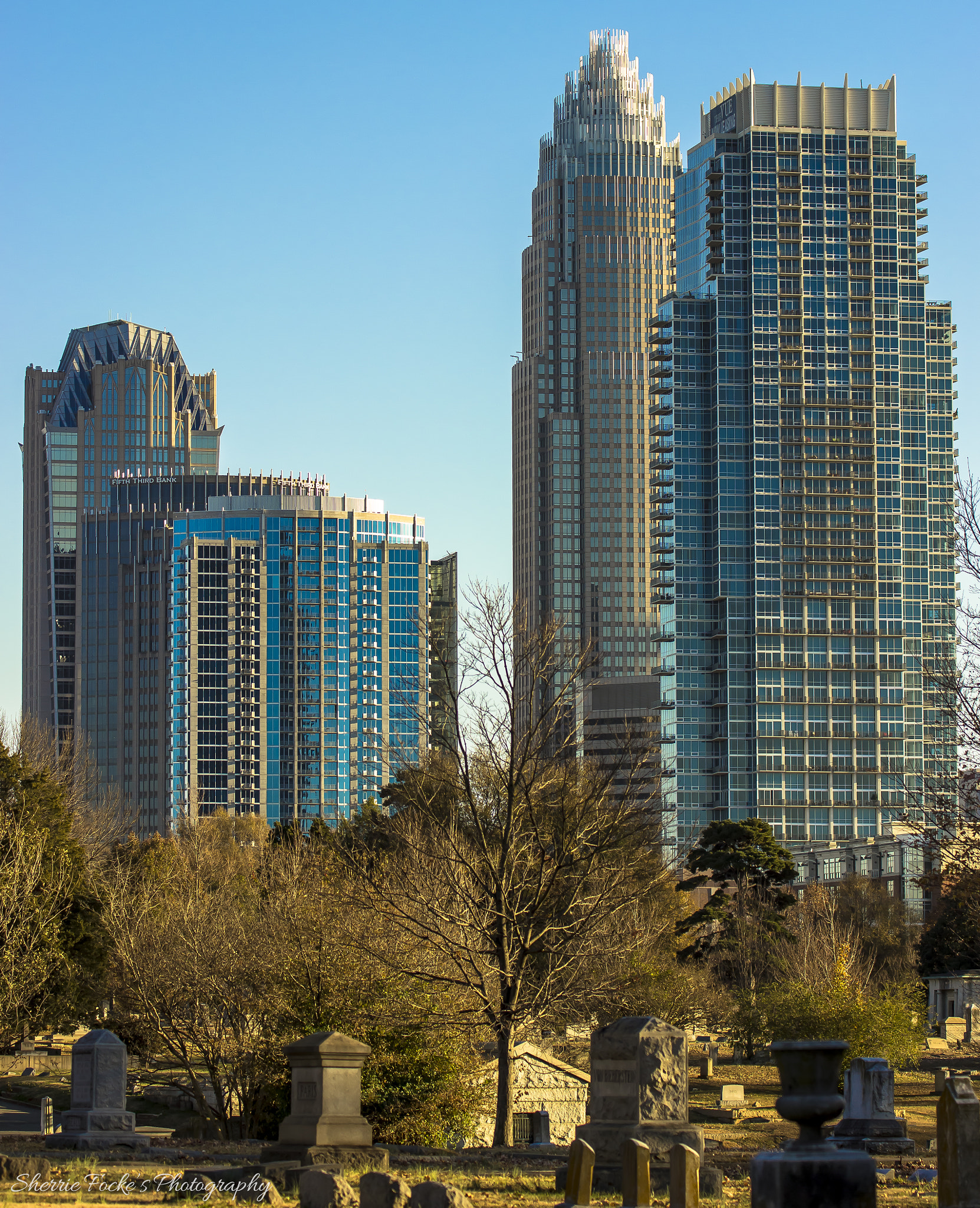 Canon EF 70-300mm F4-5.6L IS USM sample photo. Charlotte skyline elmwood cemetery photography