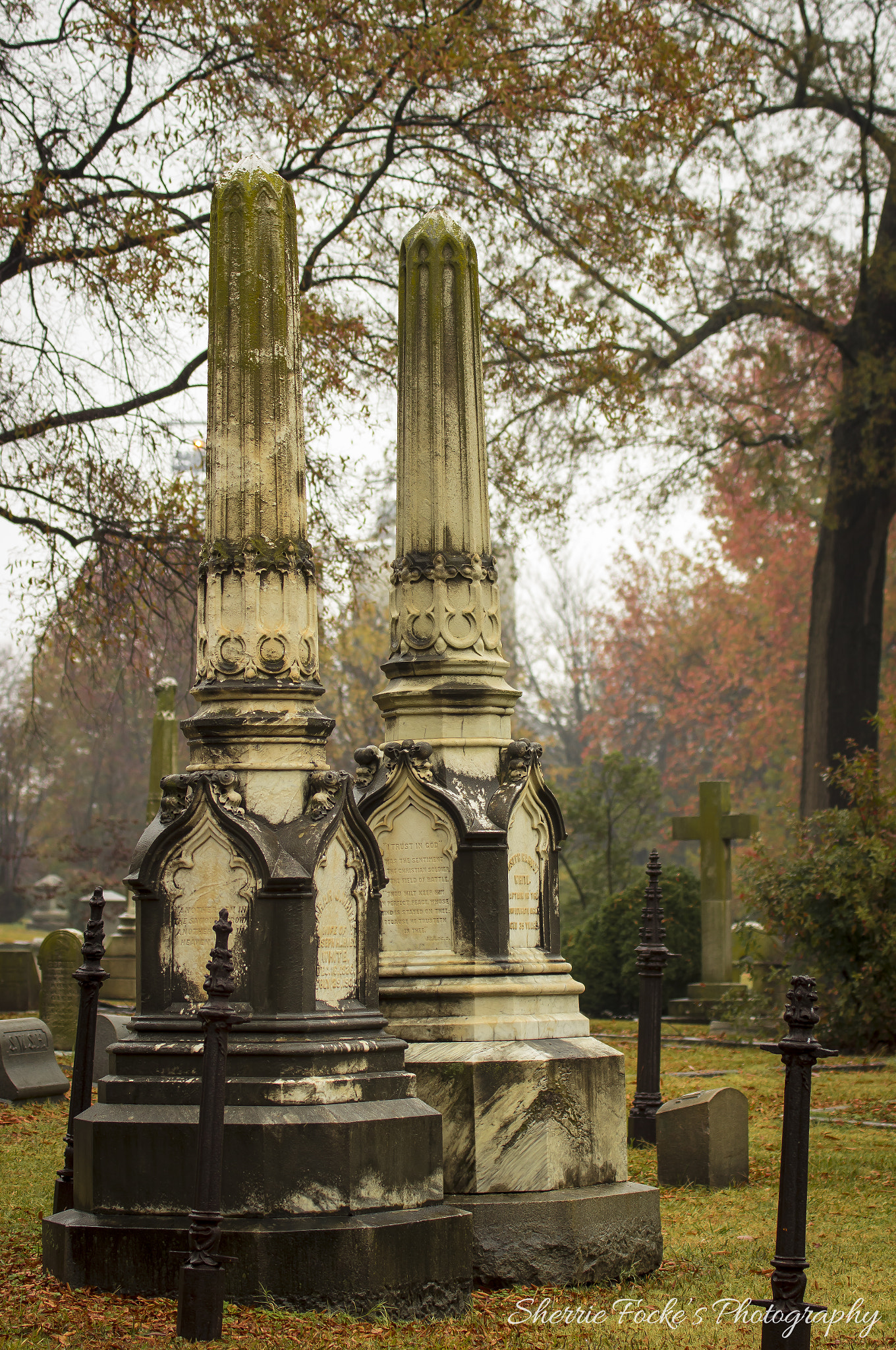 Canon EOS 600D (Rebel EOS T3i / EOS Kiss X5) + Canon EF 70-300mm F4-5.6L IS USM sample photo. Two obelisks elmwood cemetery photography