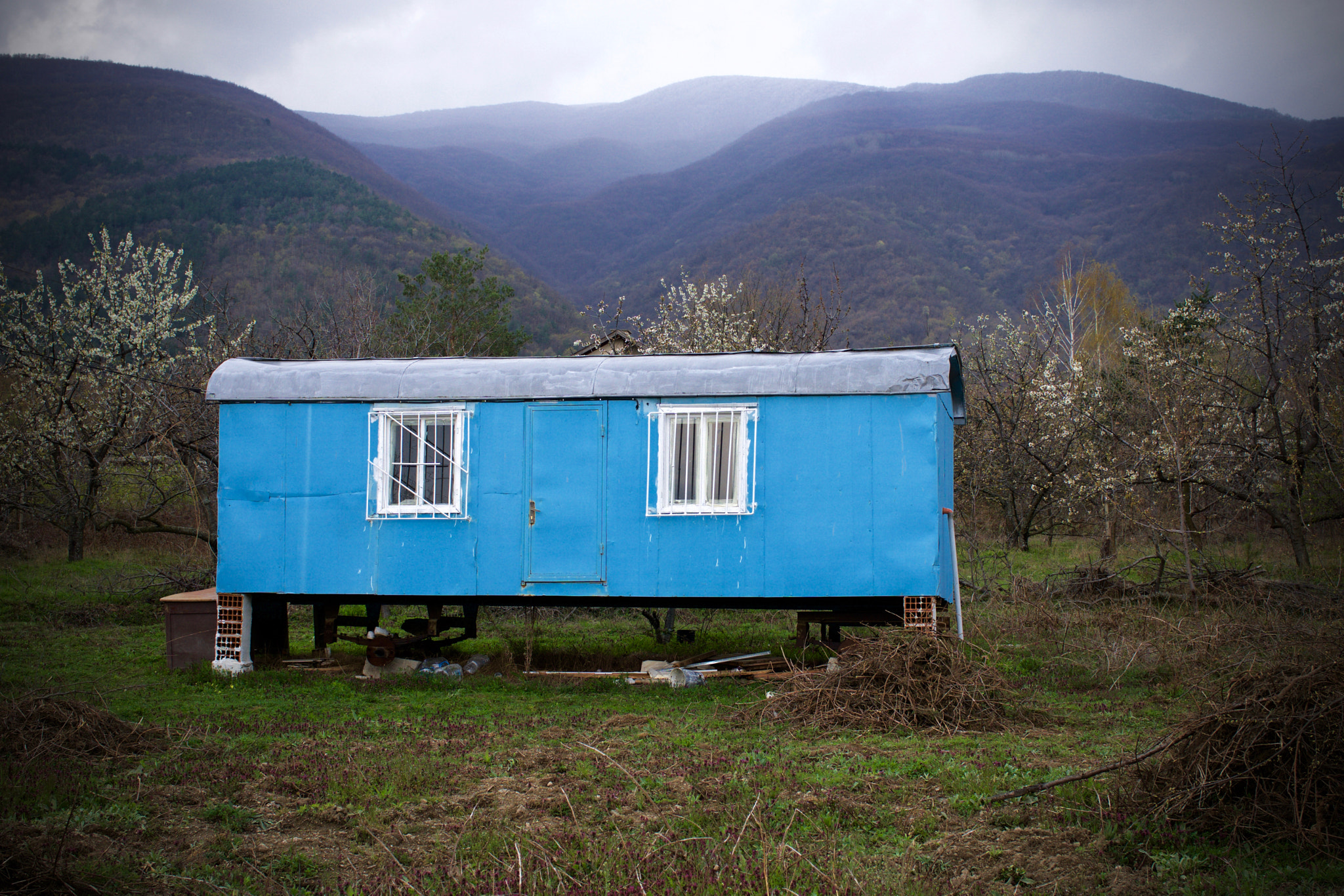 ZEISS Touit 32mm F1.8 sample photo. Blue caravan photography