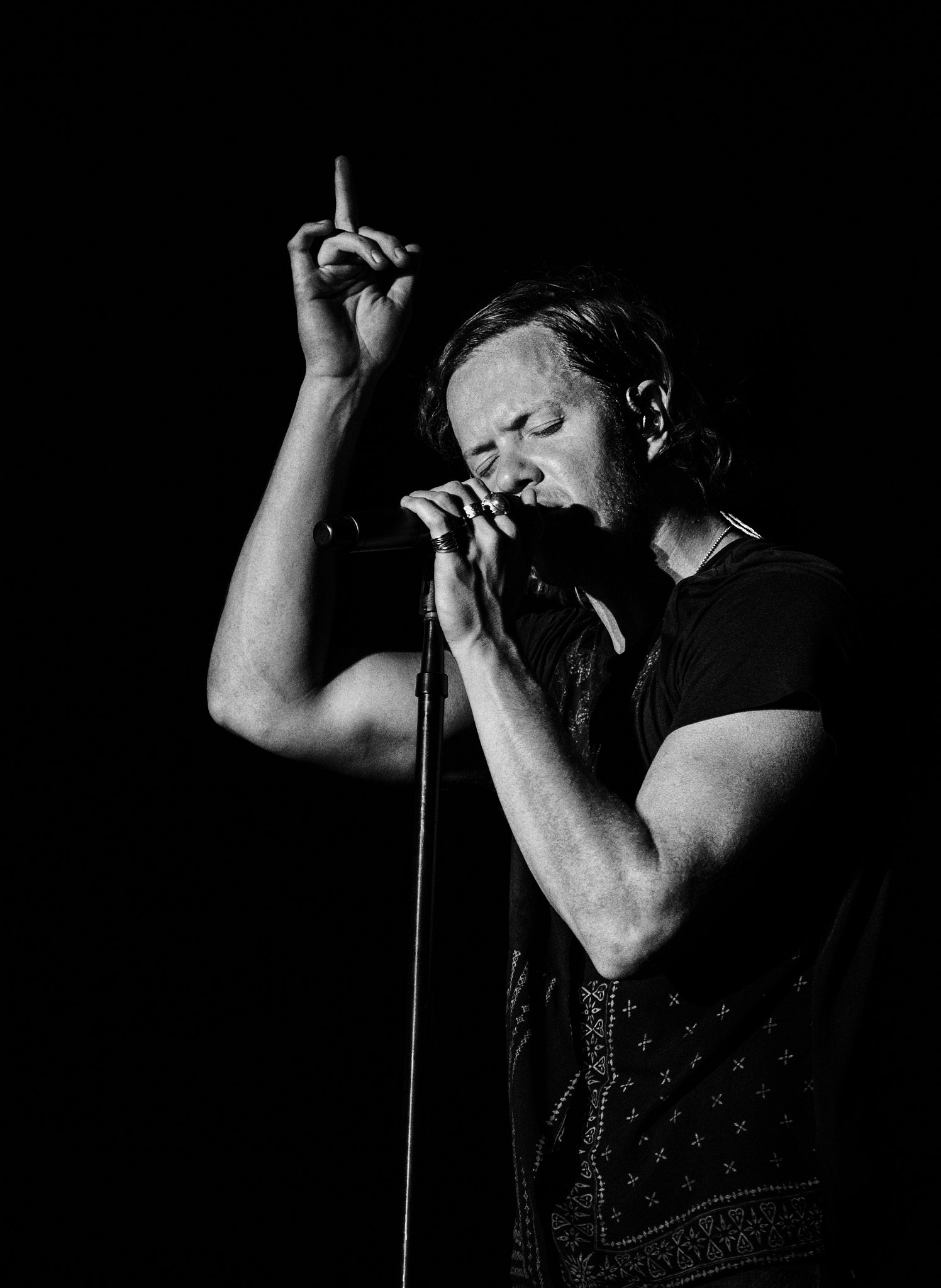 Sony 70-200mm F2.8 G SSM II sample photo. Imagine dragon lead sing bw.jpg photography