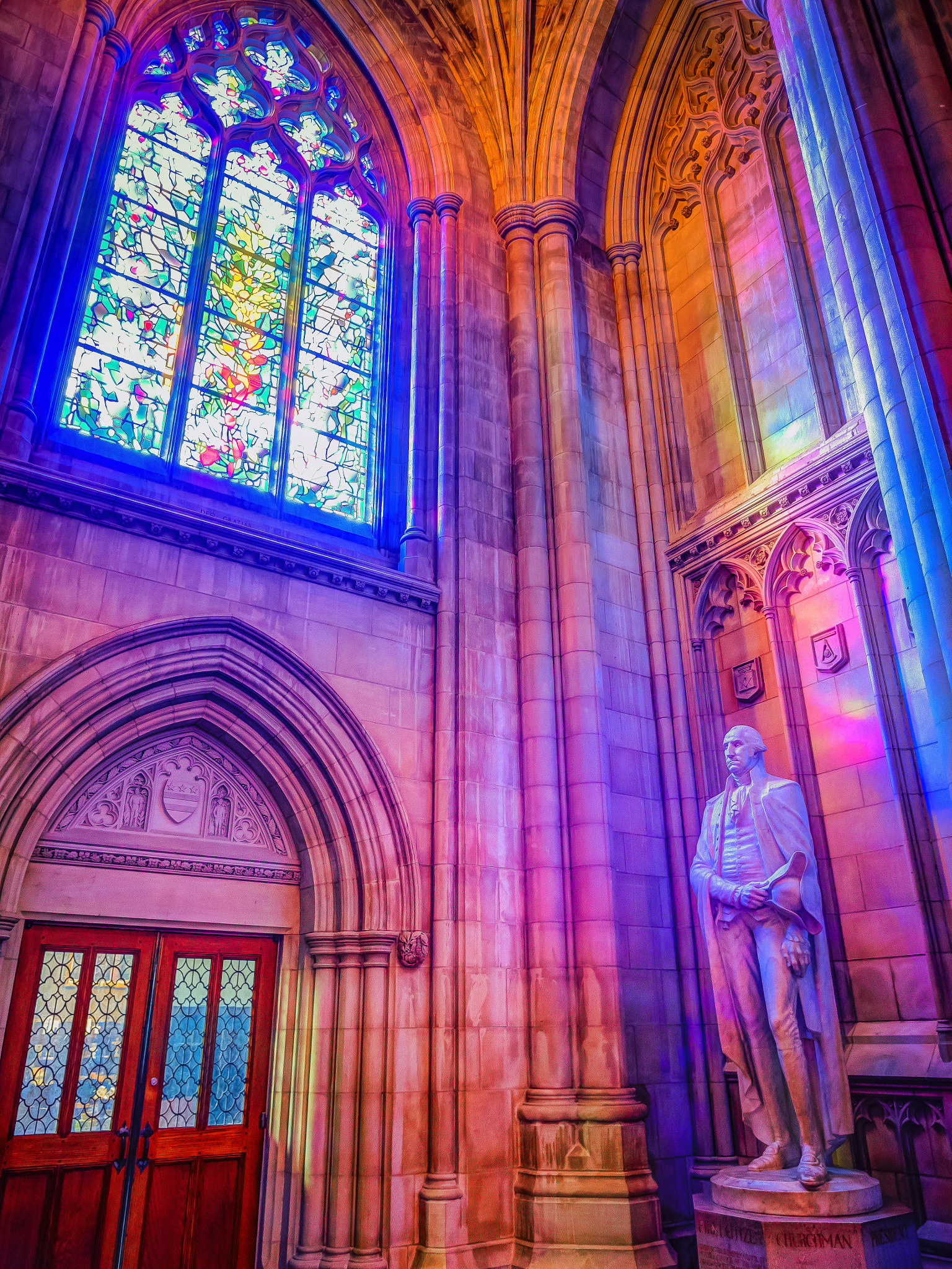 Panasonic Lumix DMC-GX7 + OLYMPUS M.12mm F2.0 sample photo. George washington at the national cathedral photography