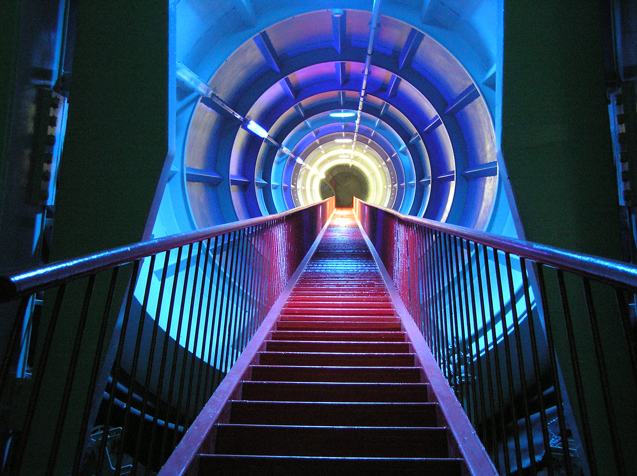Olympus C765UZ sample photo. Blue lighted staires photography