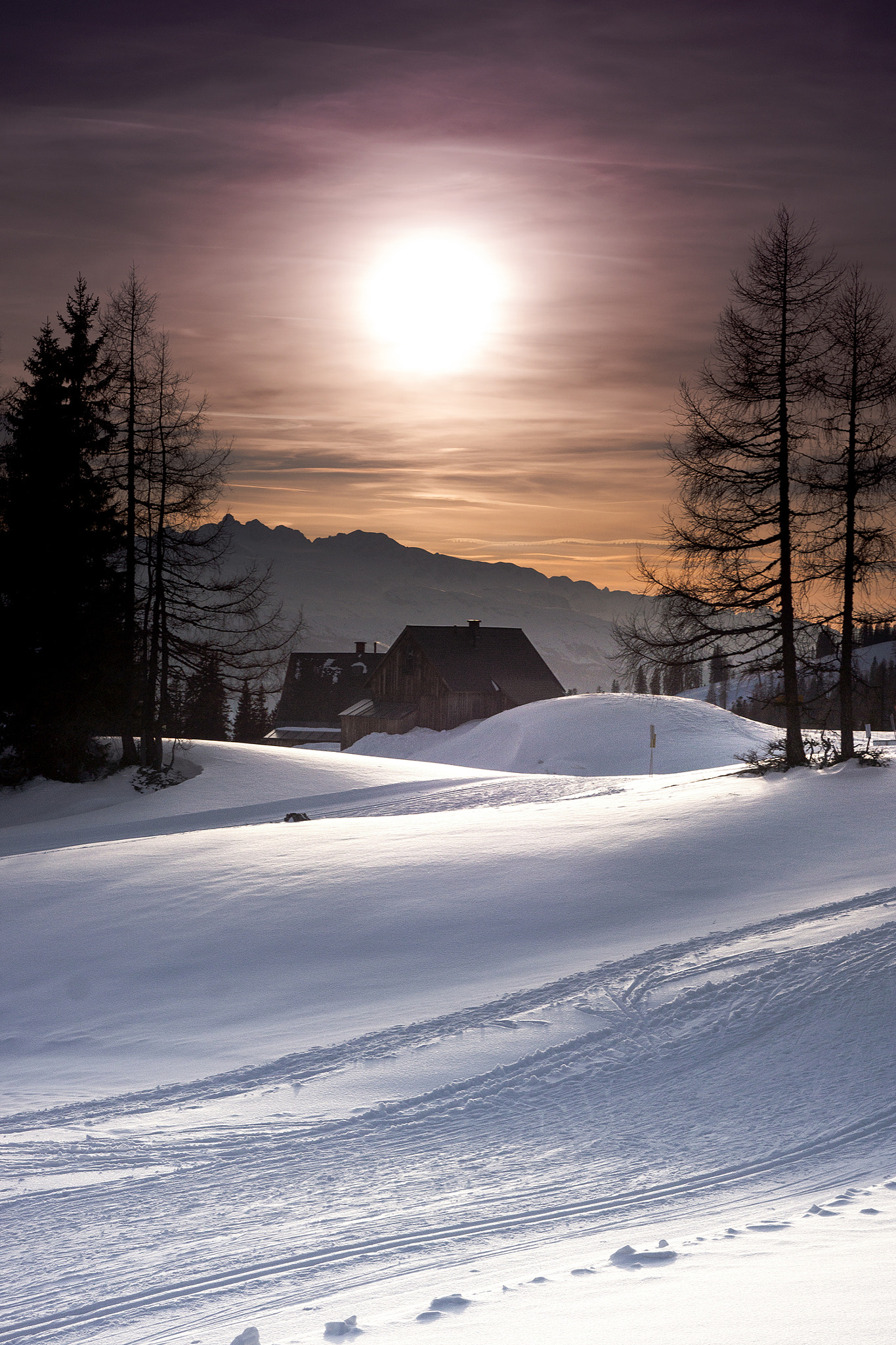 Sony SLT-A65 (SLT-A65V) + Minolta AF 50mm F3.5 Macro sample photo. Sunset in tauplitz, austrian alps photography