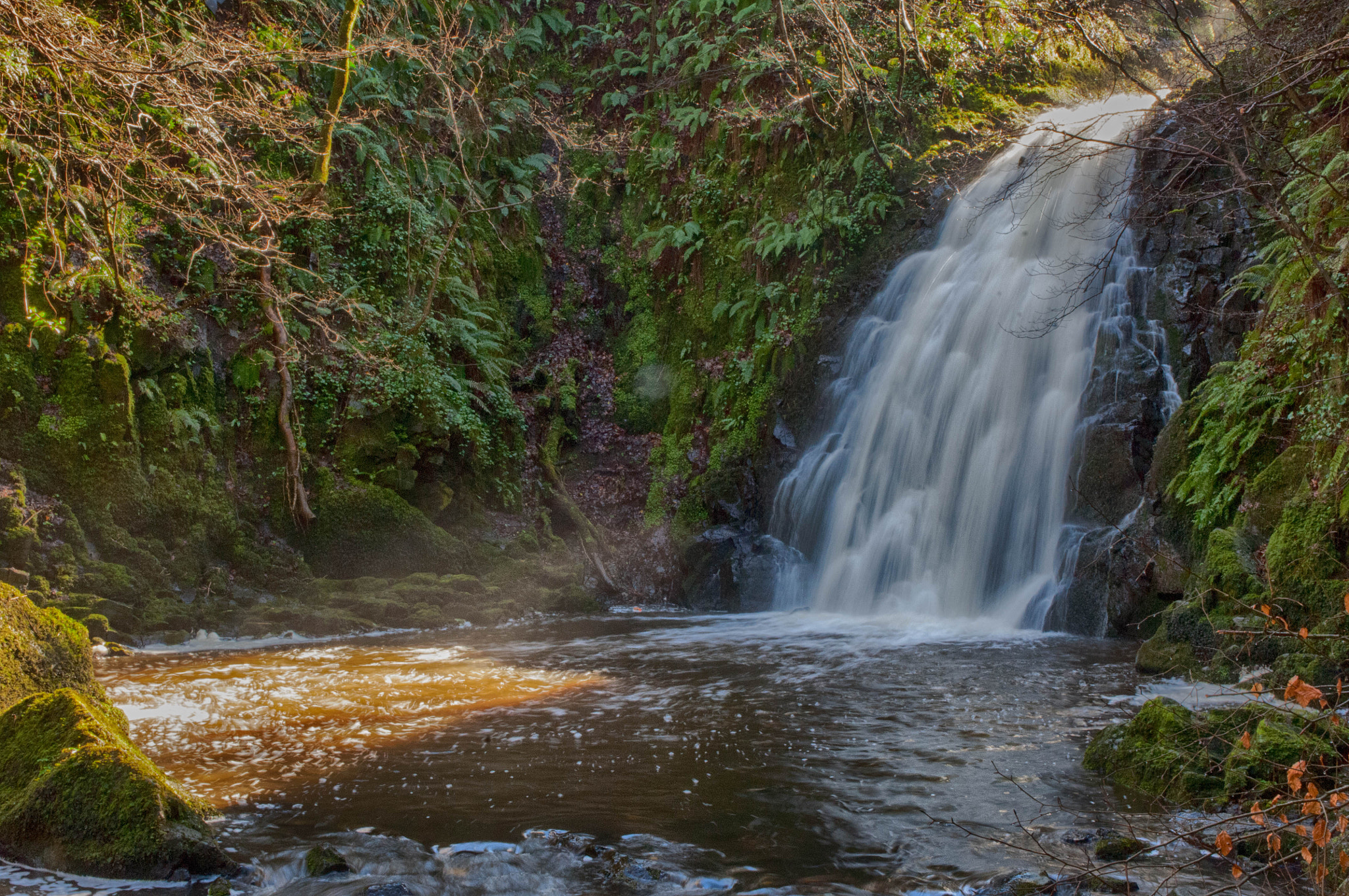 Nikon D2Xs sample photo. Glenoe waterfall photography