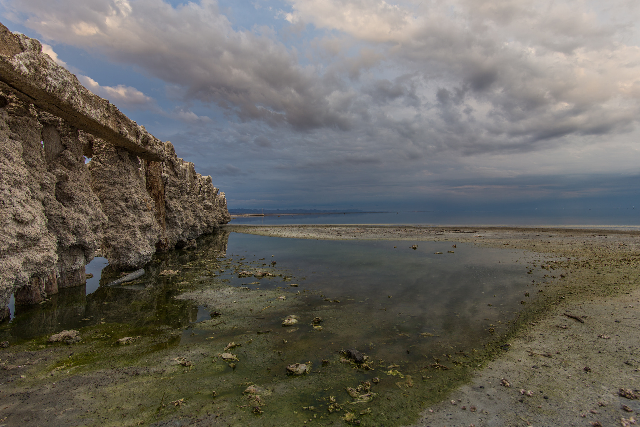 Canon EF-S 17-85mm F4-5.6 IS USM sample photo. Crusty. a colorful cloudy day at bombay beach at the salton sea. photography