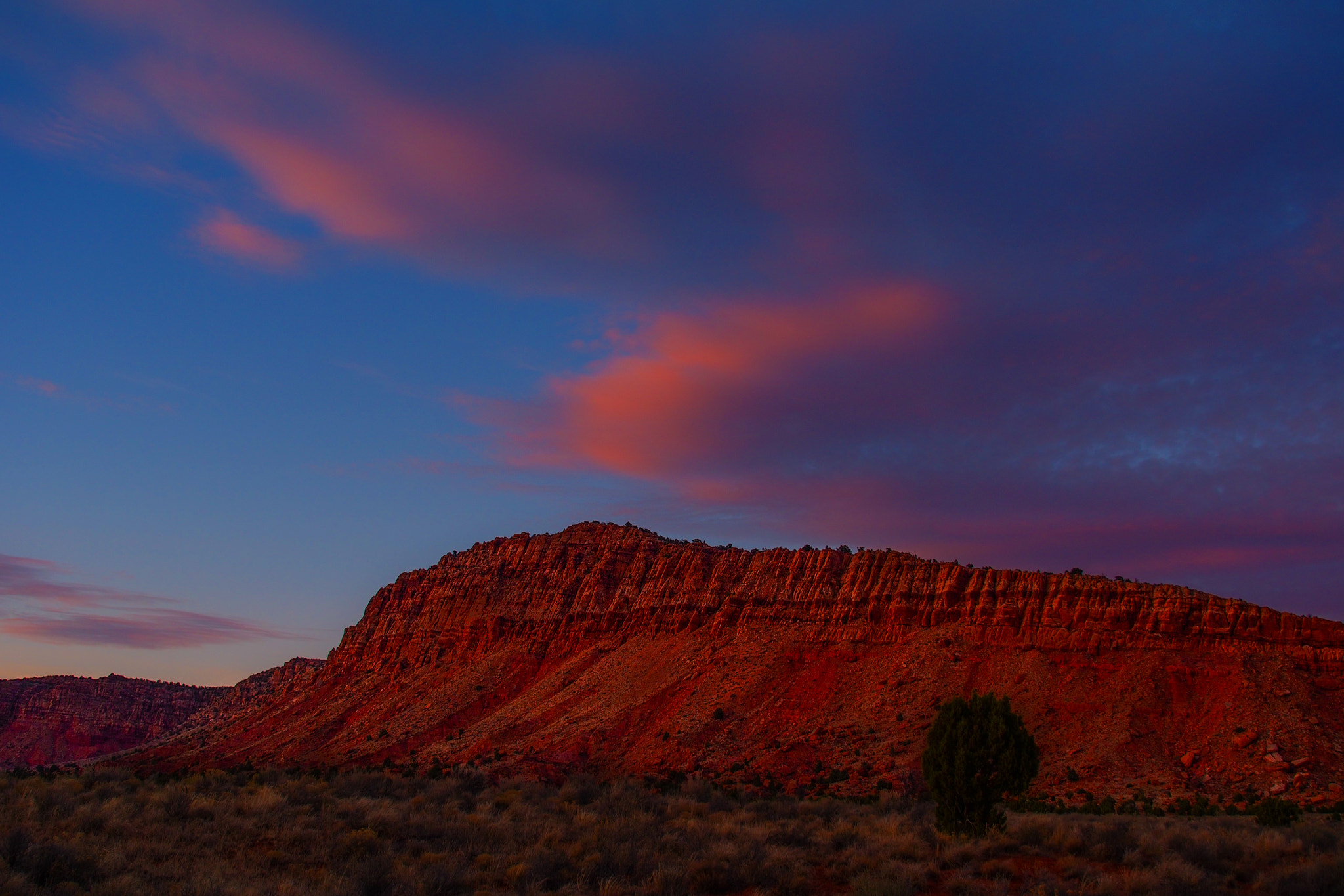 OLYMPUS M.14-150mm F4.0-5.6 II sample photo. Sunset over the kaibab photography
