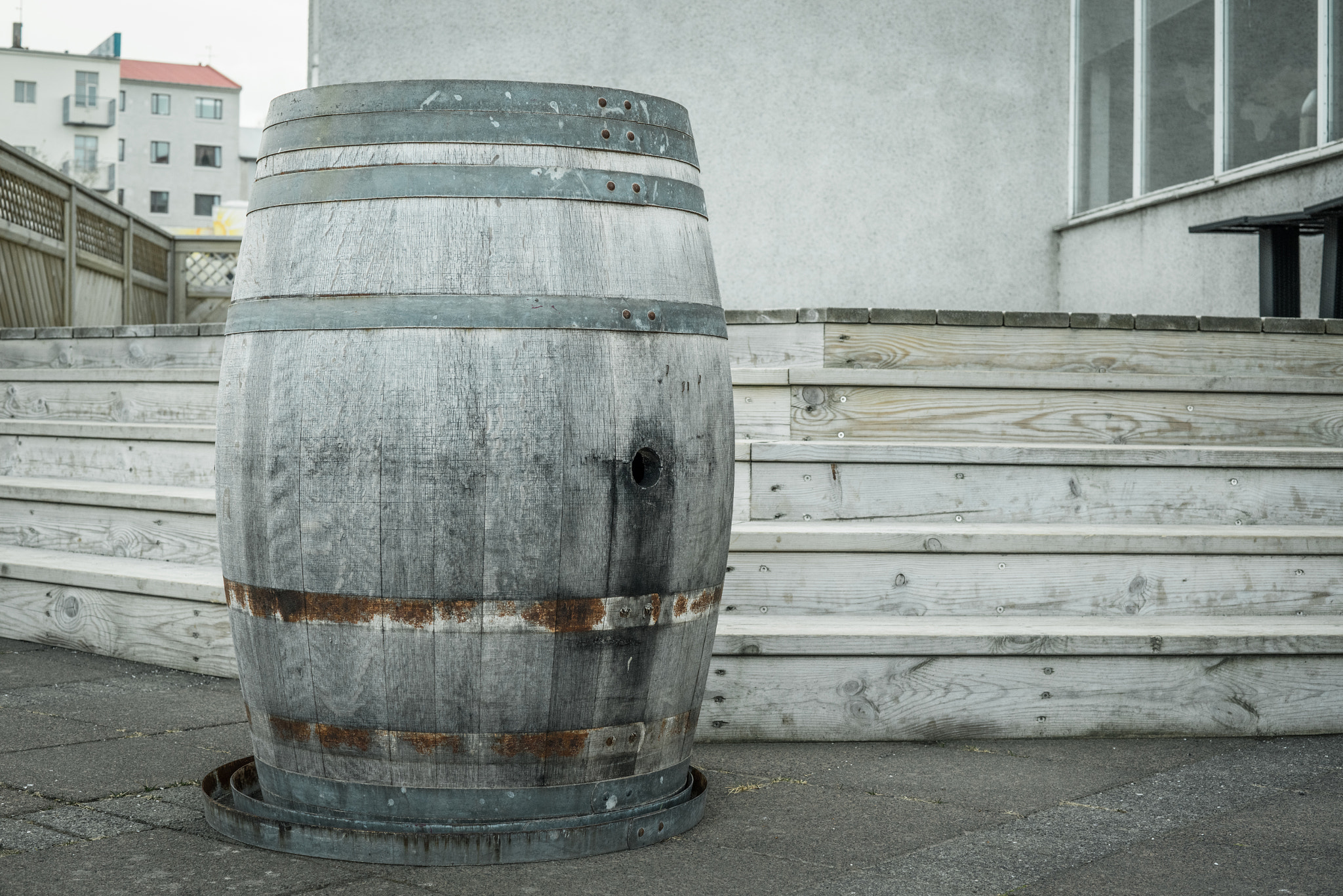 Sony a7R + Sony 50mm F1.4 sample photo. Wooden wine barrel outdoors photography