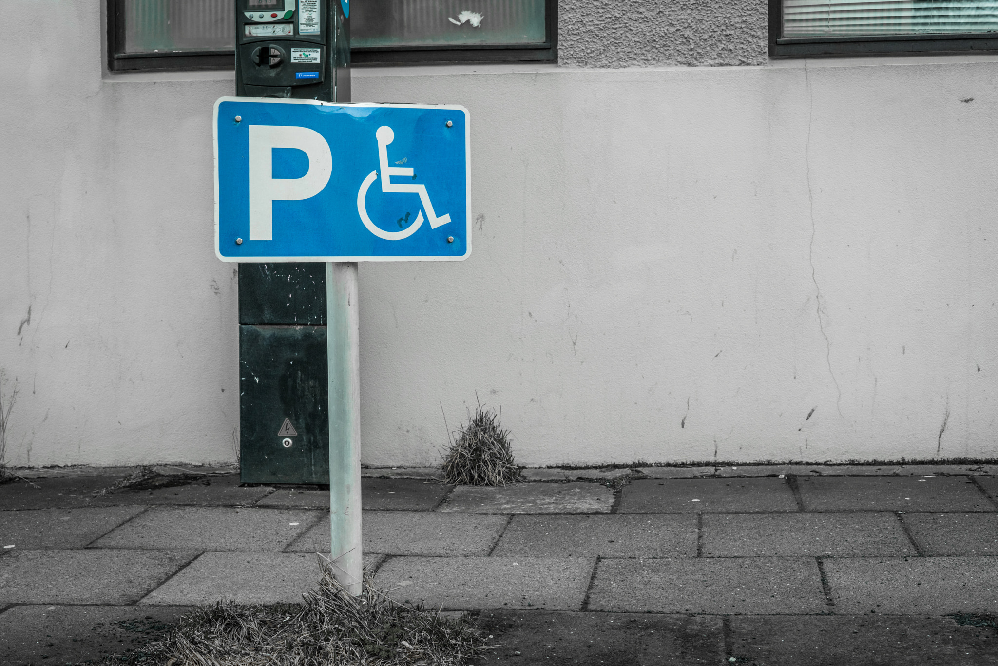 Sony a7R + Sony 50mm F1.4 sample photo. Handicap parking sign on a street photography
