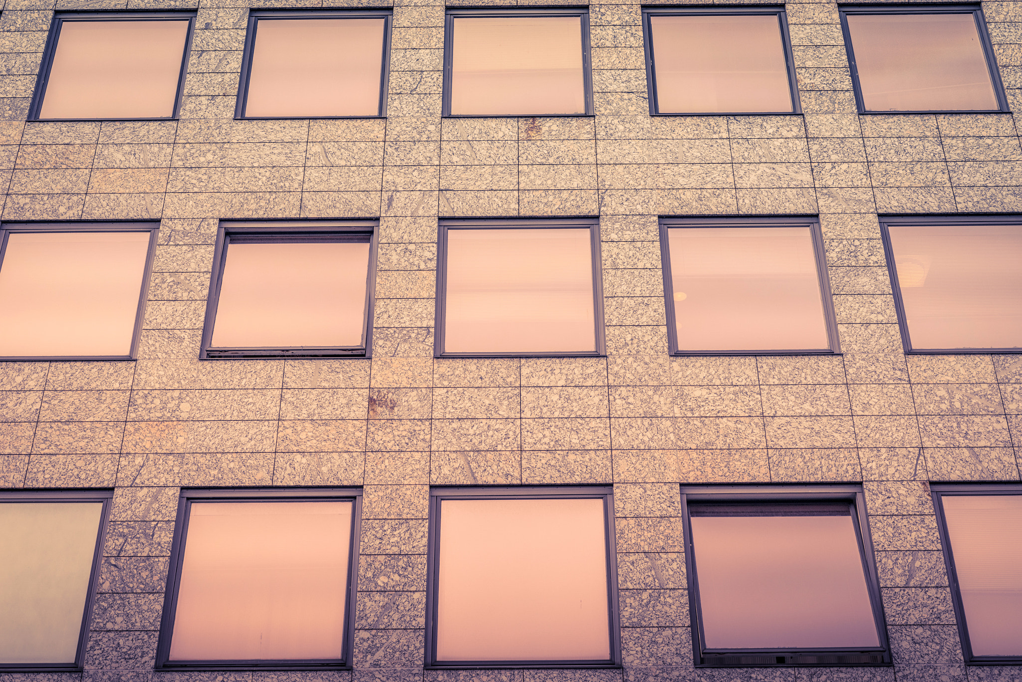 Sony a7R + Sony 50mm F1.4 sample photo. Office windows in shiny bronze colors photography