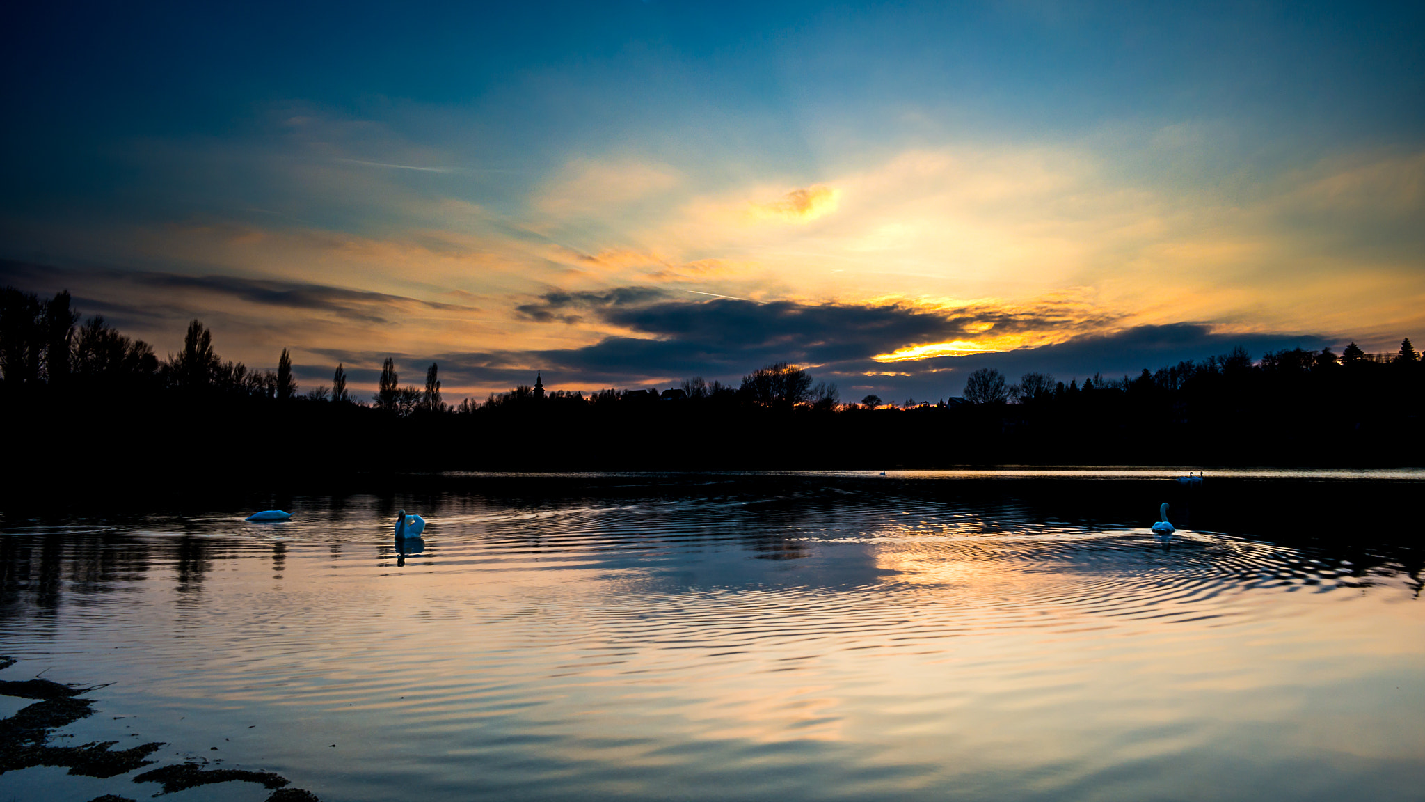 Samsung NX30 + Samsung NX 16mm F2.4 Pancake sample photo. Swan lake sunset photography