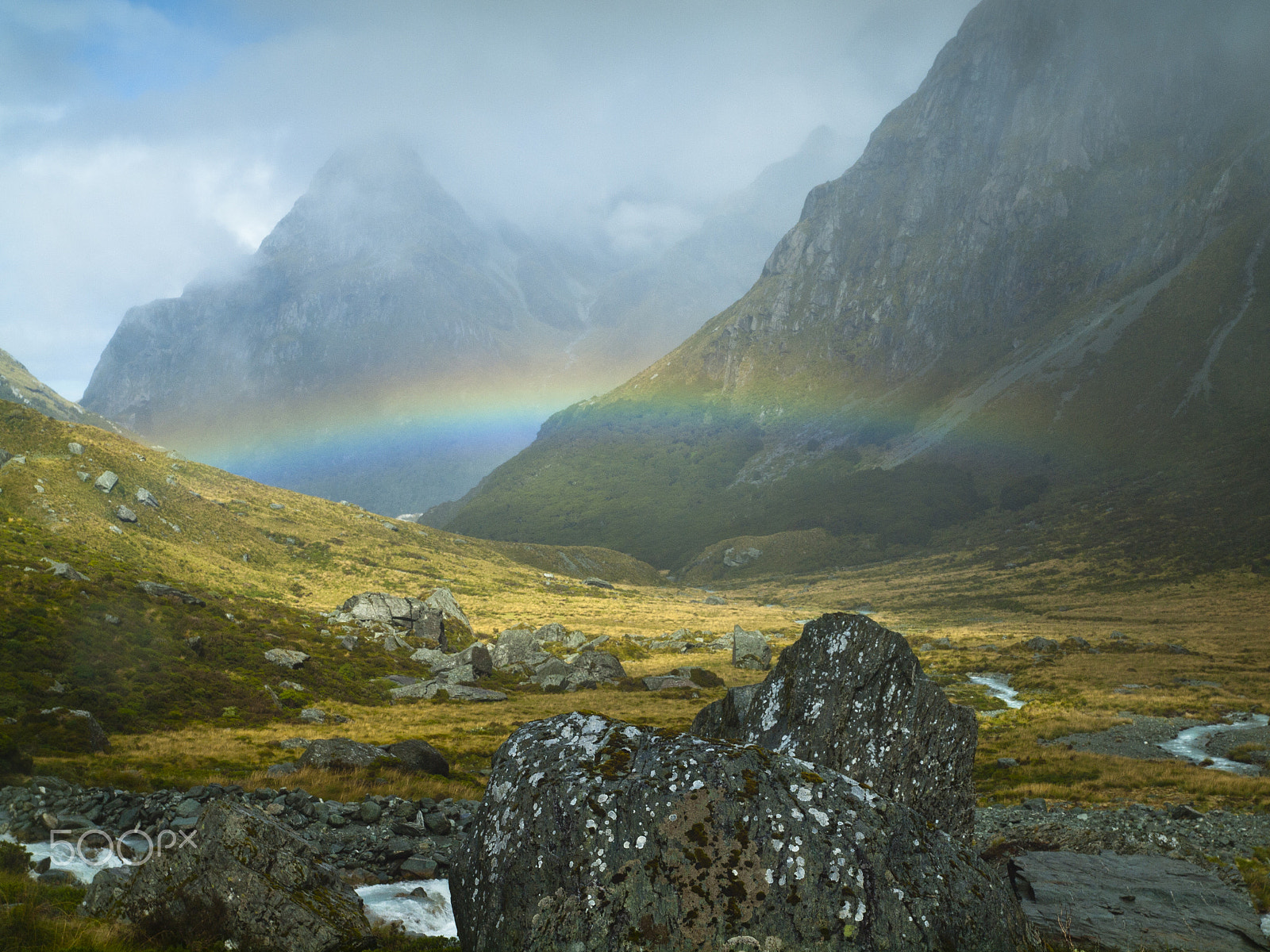 Olympus E-30 sample photo. Rainbow over the upper rock burn. photography