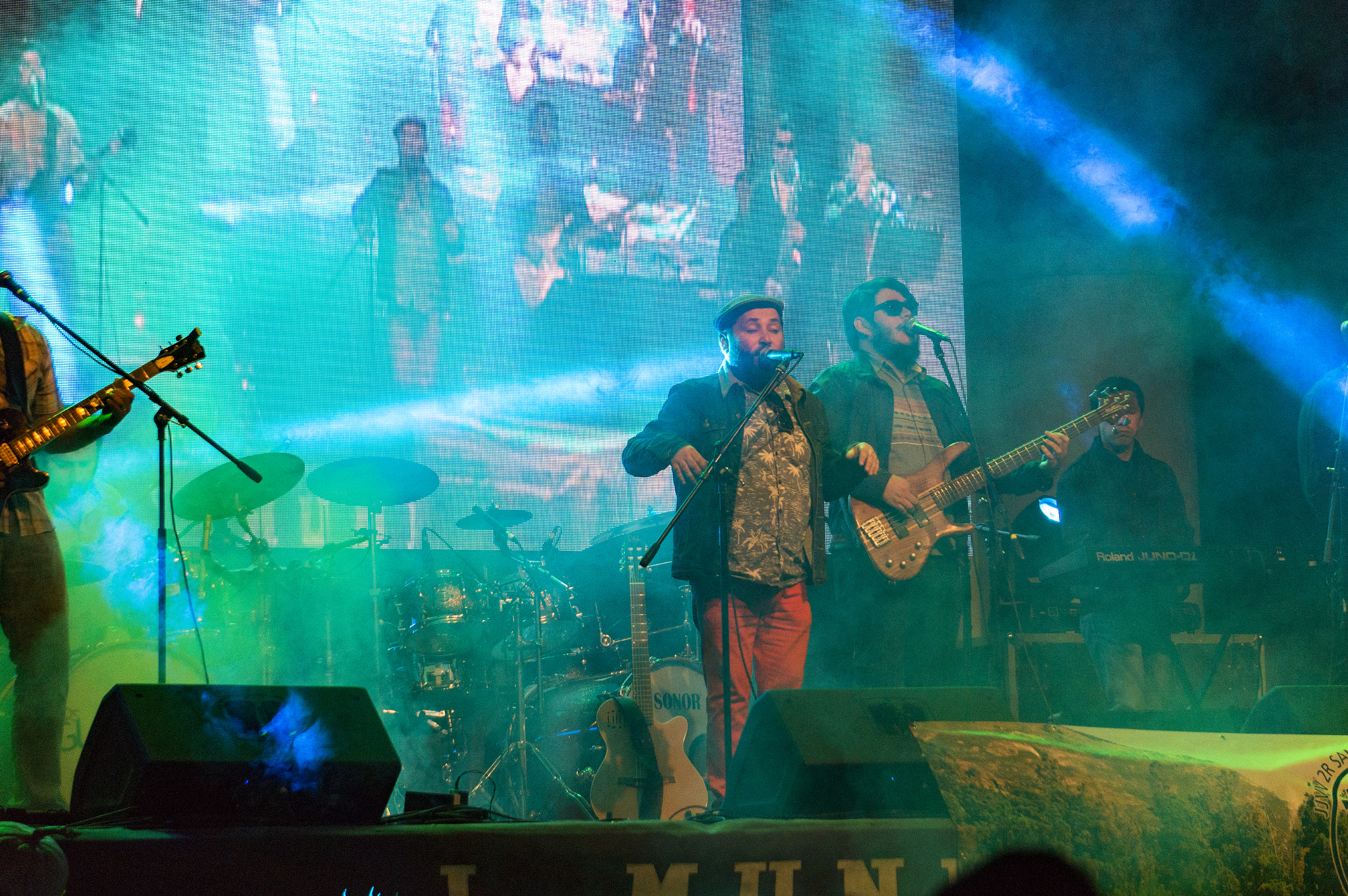 Sony Alpha a3500 sample photo. Concert of guatones leales with smoke photography