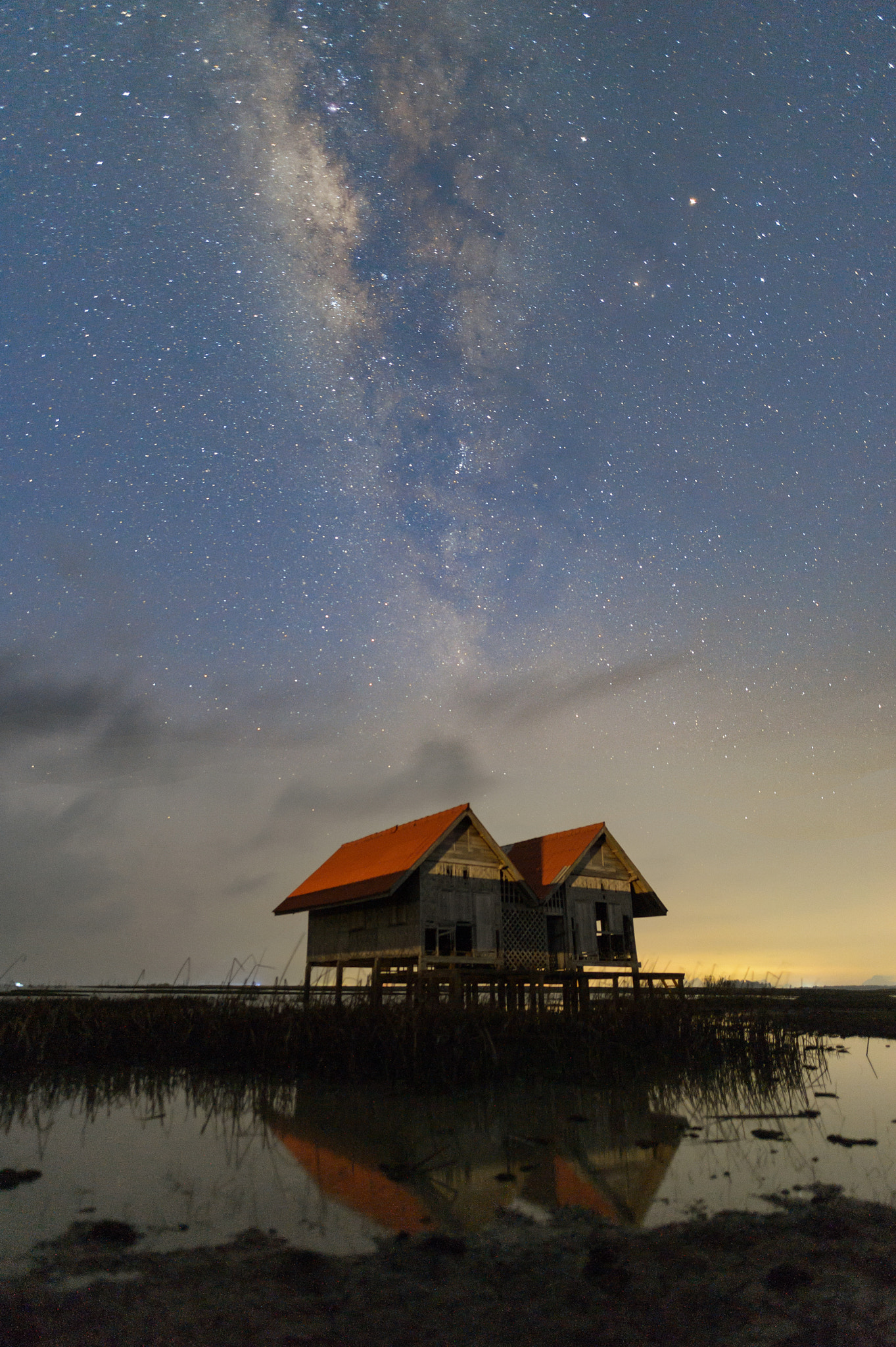 Nikon Df + Nikon AF-S Nikkor 20mm F1.8G ED sample photo. Twin house with milky way photography