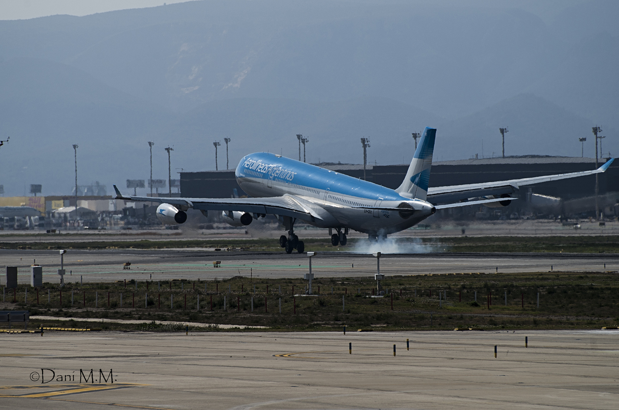 Pentax K-500 + Sigma sample photo. Airbus a340@lebl photography