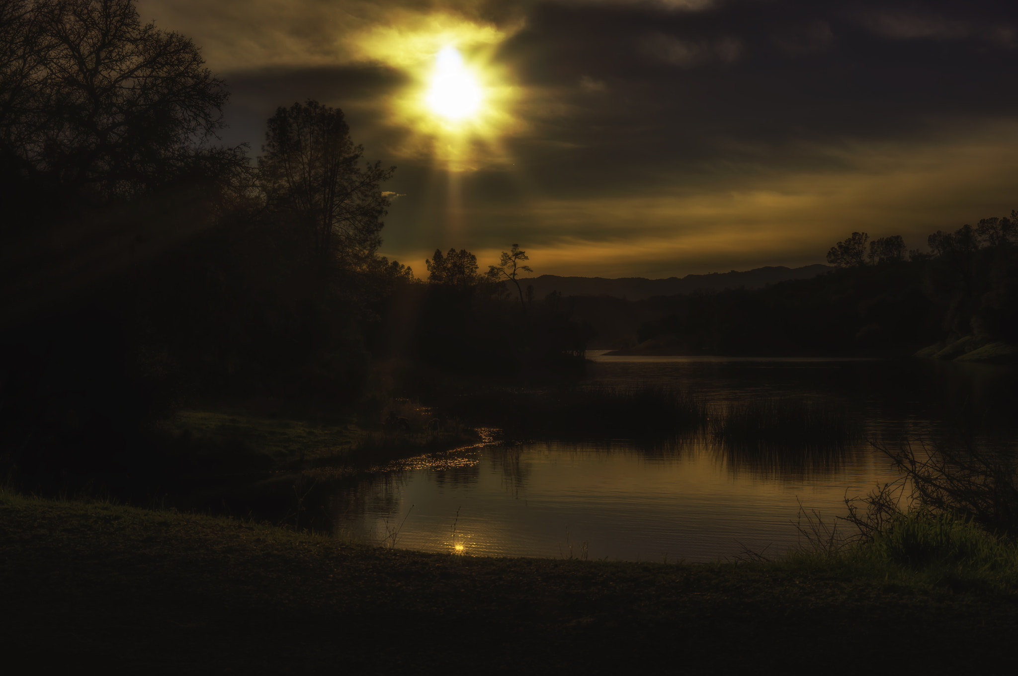 35mm F2.8 ZA sample photo. Napa sunset lake photography