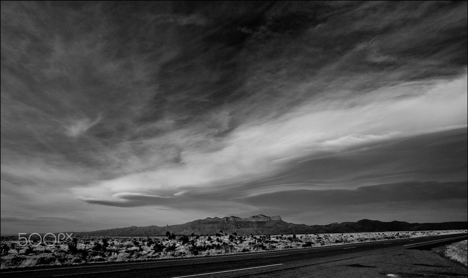 Nikon D300 + Nikon AF Nikkor 14mm F2.8D ED sample photo. Guadalupe peak under a heavy sky. photography