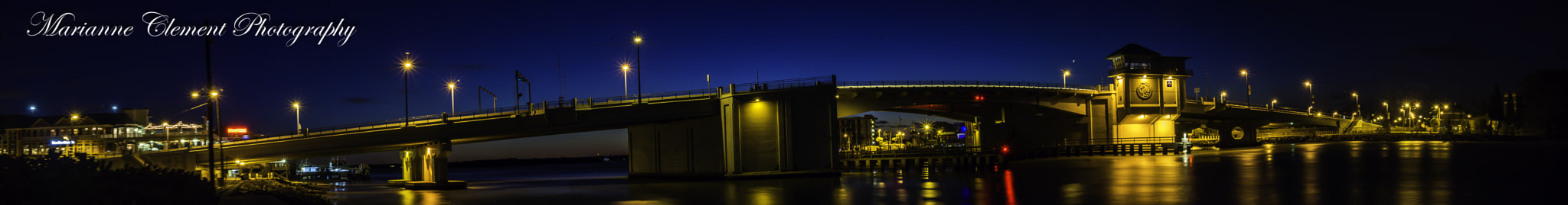 Canon EOS 1200D (EOS Rebel T5 / EOS Kiss X70 / EOS Hi) sample photo. Johns pass bridge in the dark pano photography