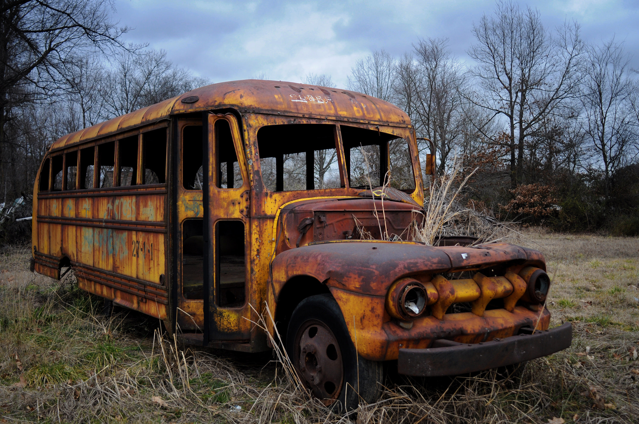 Nikon D5000 + Nikon AF Nikkor 24mm F2.8D sample photo. The derelict school bus photography