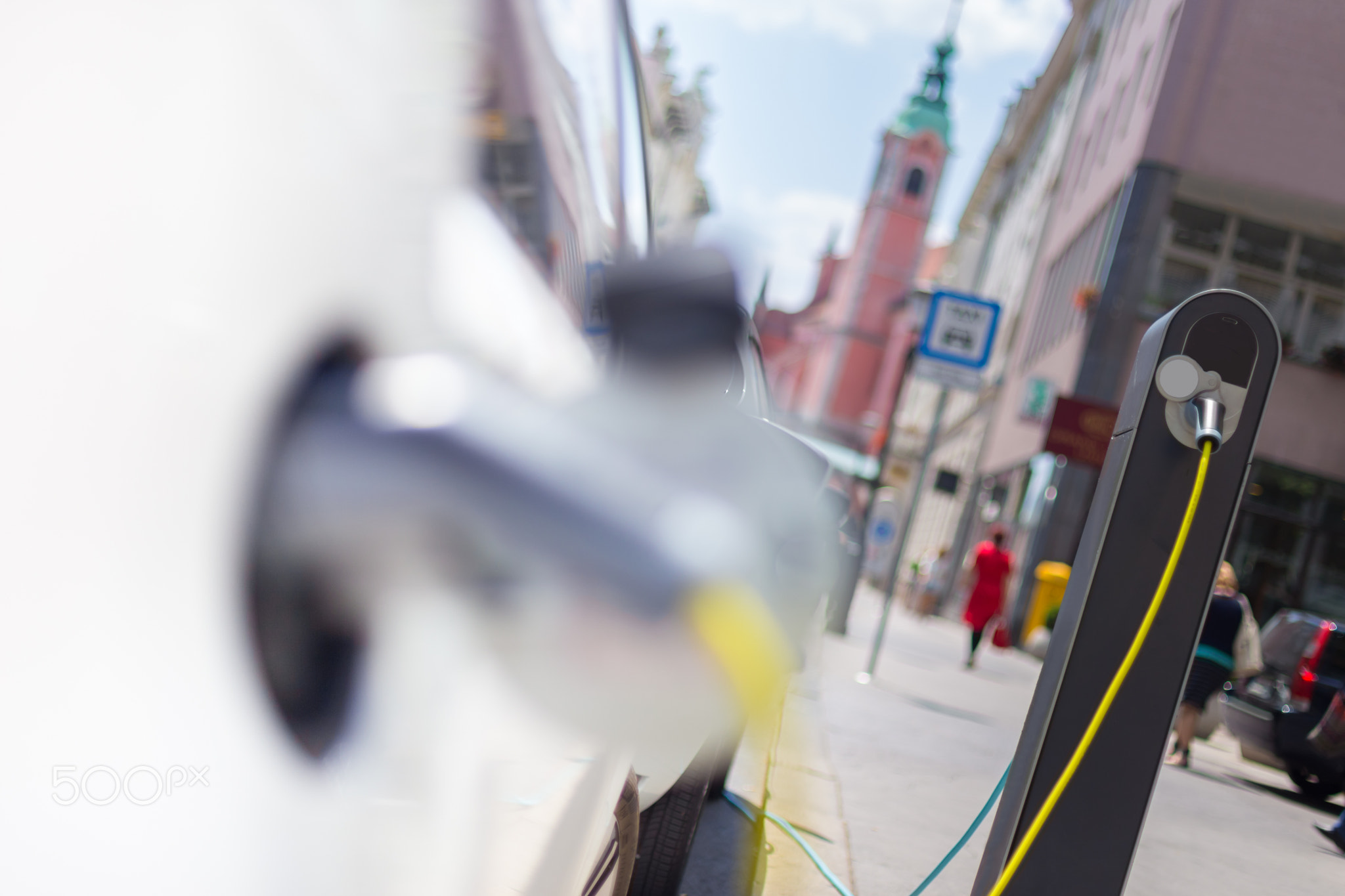 Electric Car in Charging Station.