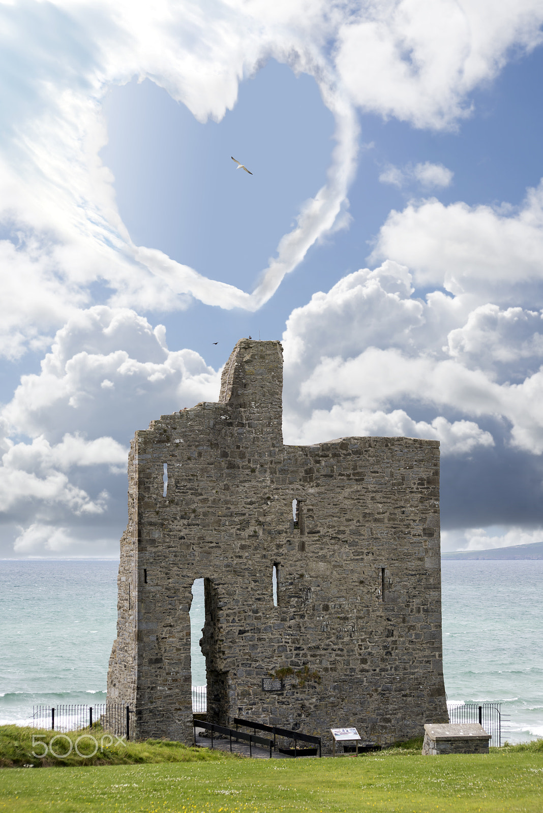 Sigma 70-300mm F4-5.6 APO DG Macro sample photo. Love heart shaped cloud above castle photography