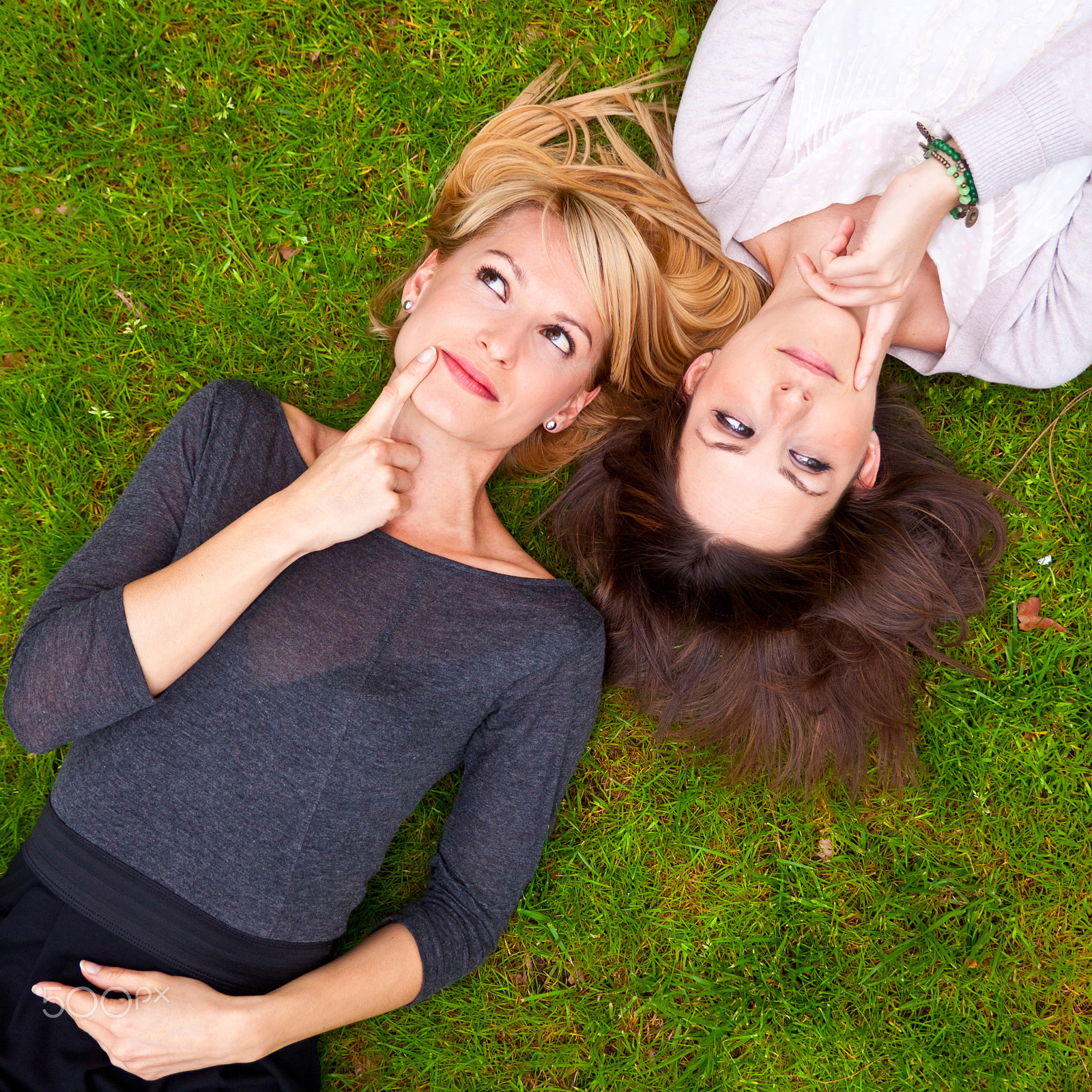 Canon EOS 50D + Sigma 18-50mm f/2.8 Macro sample photo. Two girls brainstorming in the meadow. photography