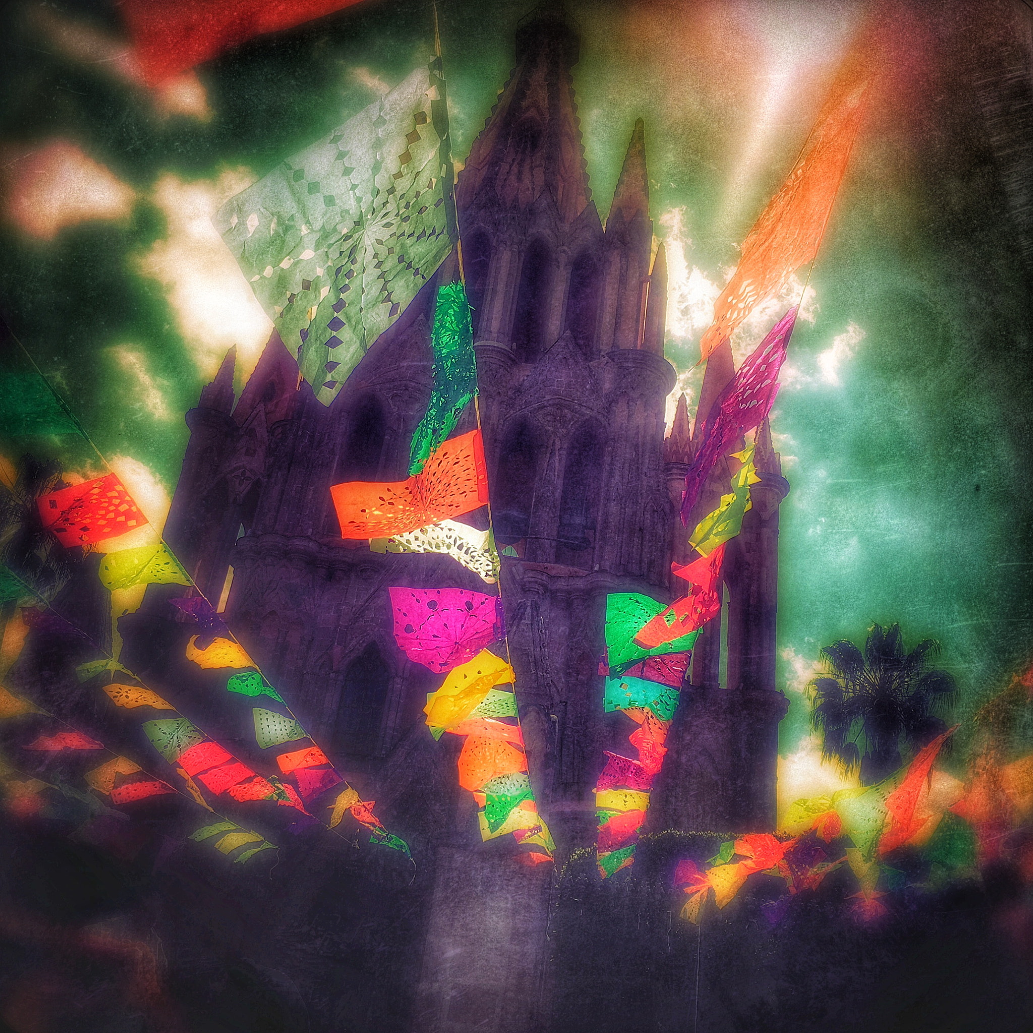 Hipstamatic 302 sample photo. Flags flying, day of the dead photography