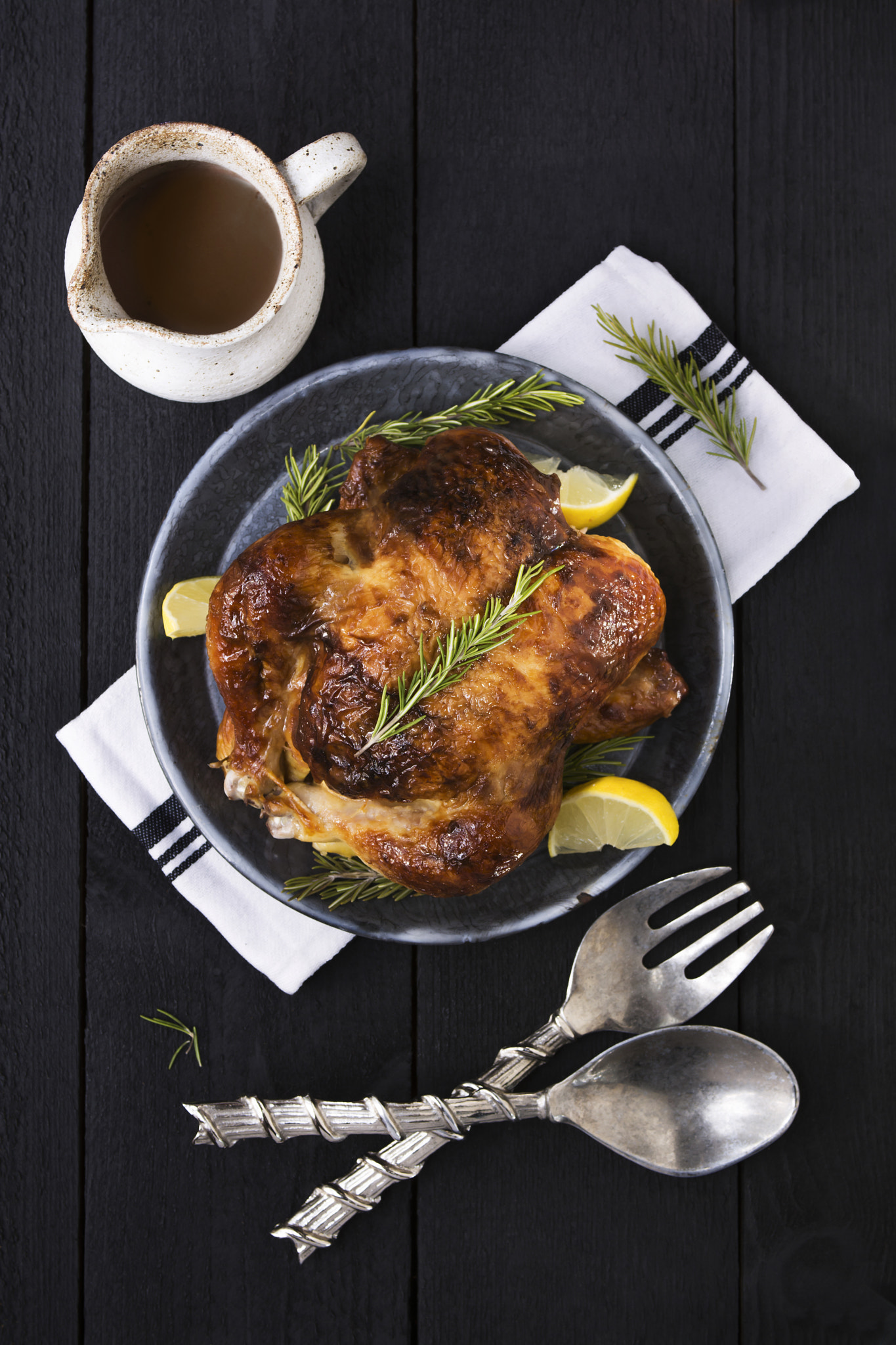 Nikon AF-S Nikkor 28-70mm F2.8 ED-IF sample photo. Roasted chicken dinner and table setting photography